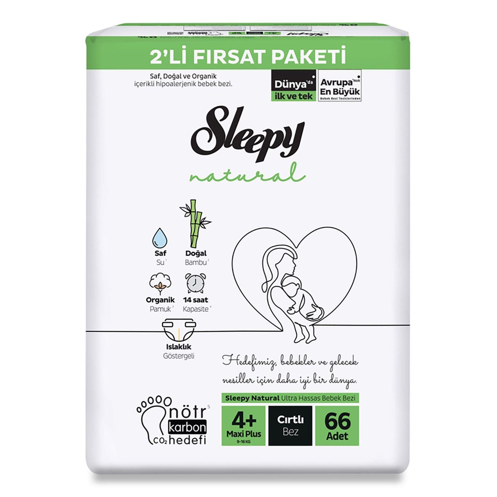 Sleepy Bebek Bezi 2 li Fırsat Maxi Plus (4+) 66