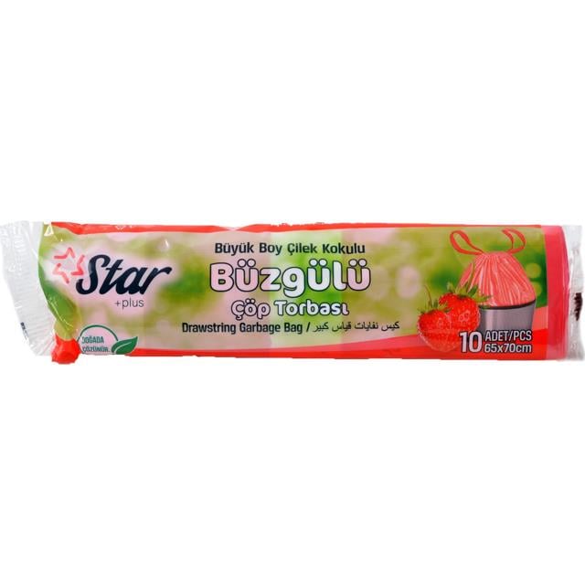 Star Büzgülü Çöp Torbası Orta Boy Çilekli 10lu