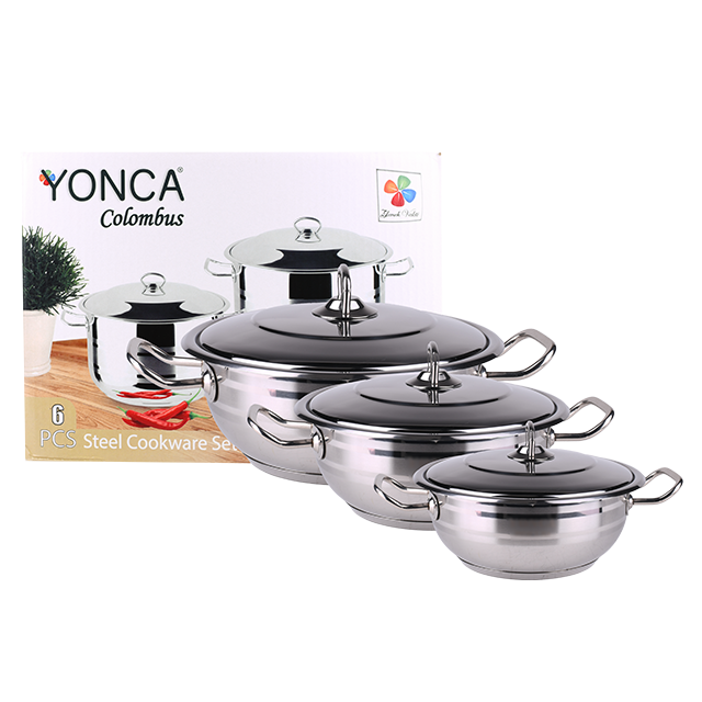 YONCA COLOMBUS 6prc TENCERE SETI METAL KULP