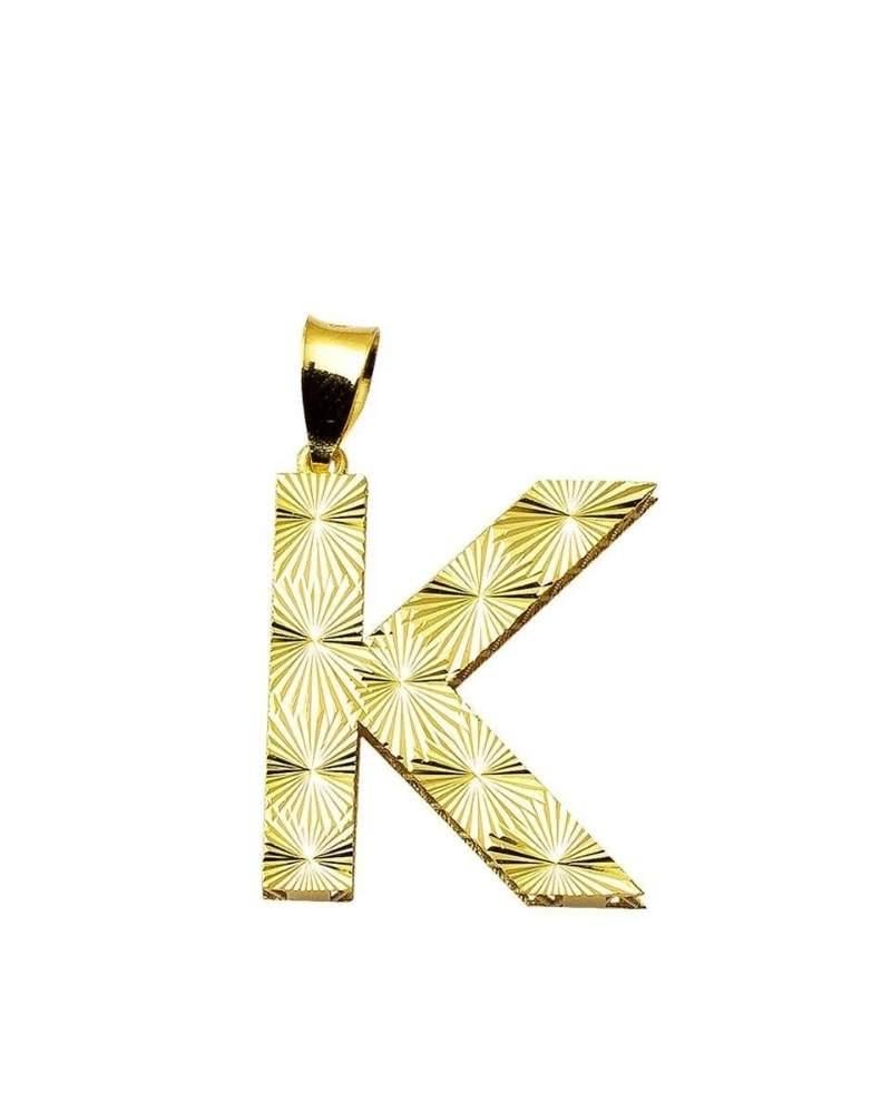 14 Ayar Altın İşlemeli K Harf Kolye Ucu14 Ayar Altın İşlemeli K Harf Kolye UcuKolye Uçları