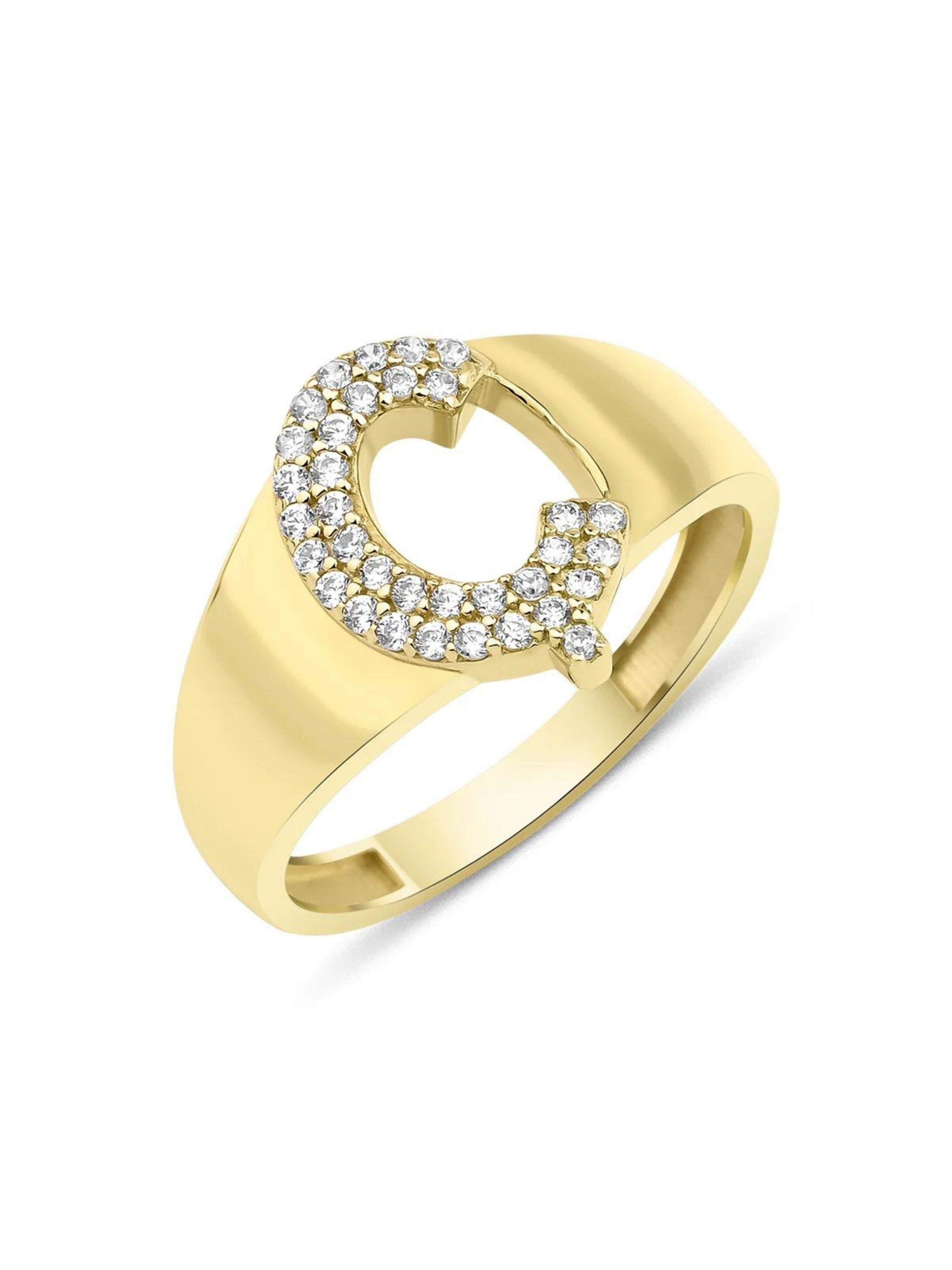 14 Ayar Altın Taşlı Ç Harfli Yüzük14 Ayar Altın Taşlı Ç Harfli Yüzük