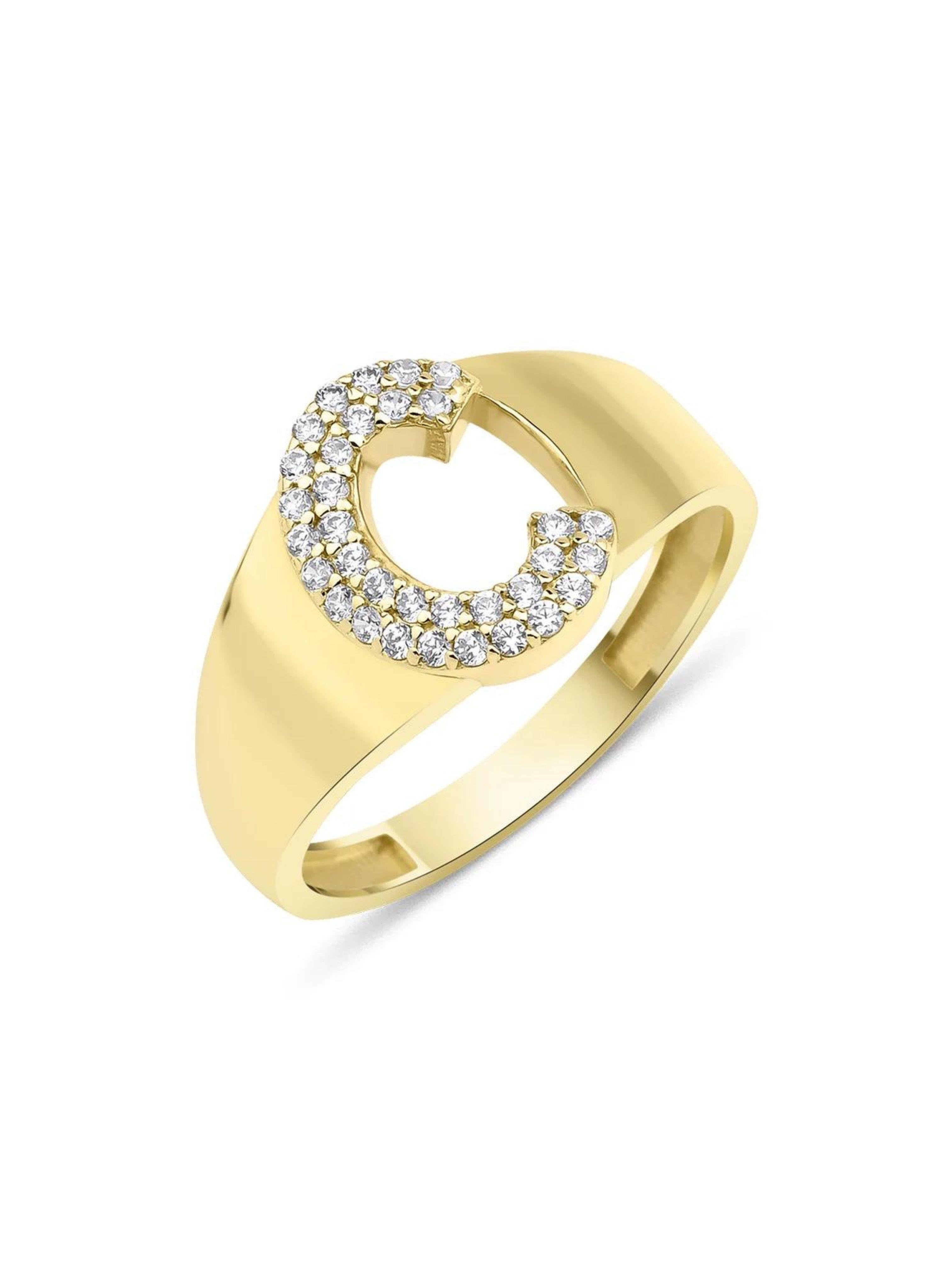 14 Ayar Altın Taşlı C Harfli Yüzük14 Ayar Altın Taşlı C Harfli Yüzük