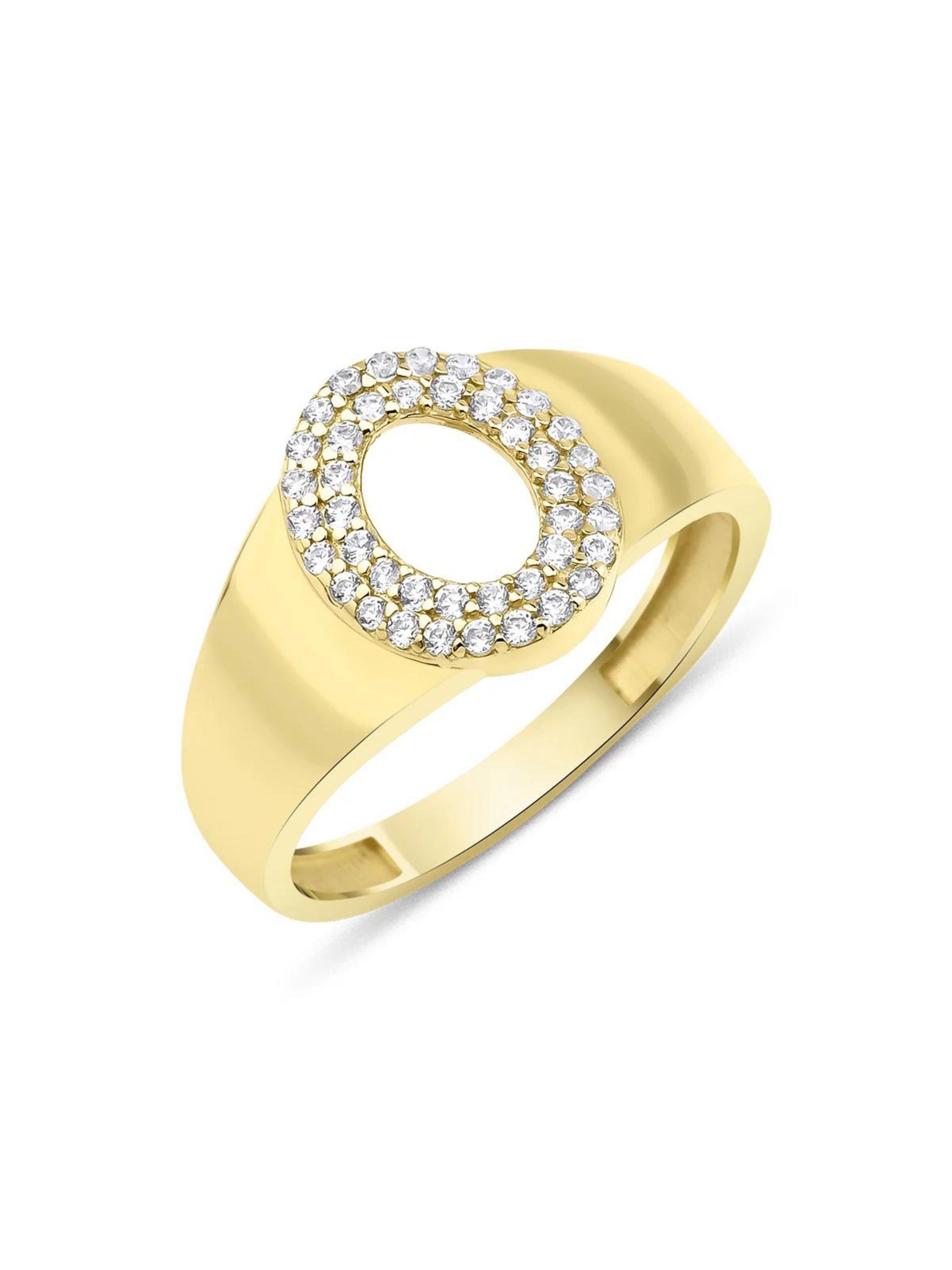 14 Ayar Altın Taşlı O Harfli Yüzük14 Ayar Altın Taşlı O Harfli Yüzük