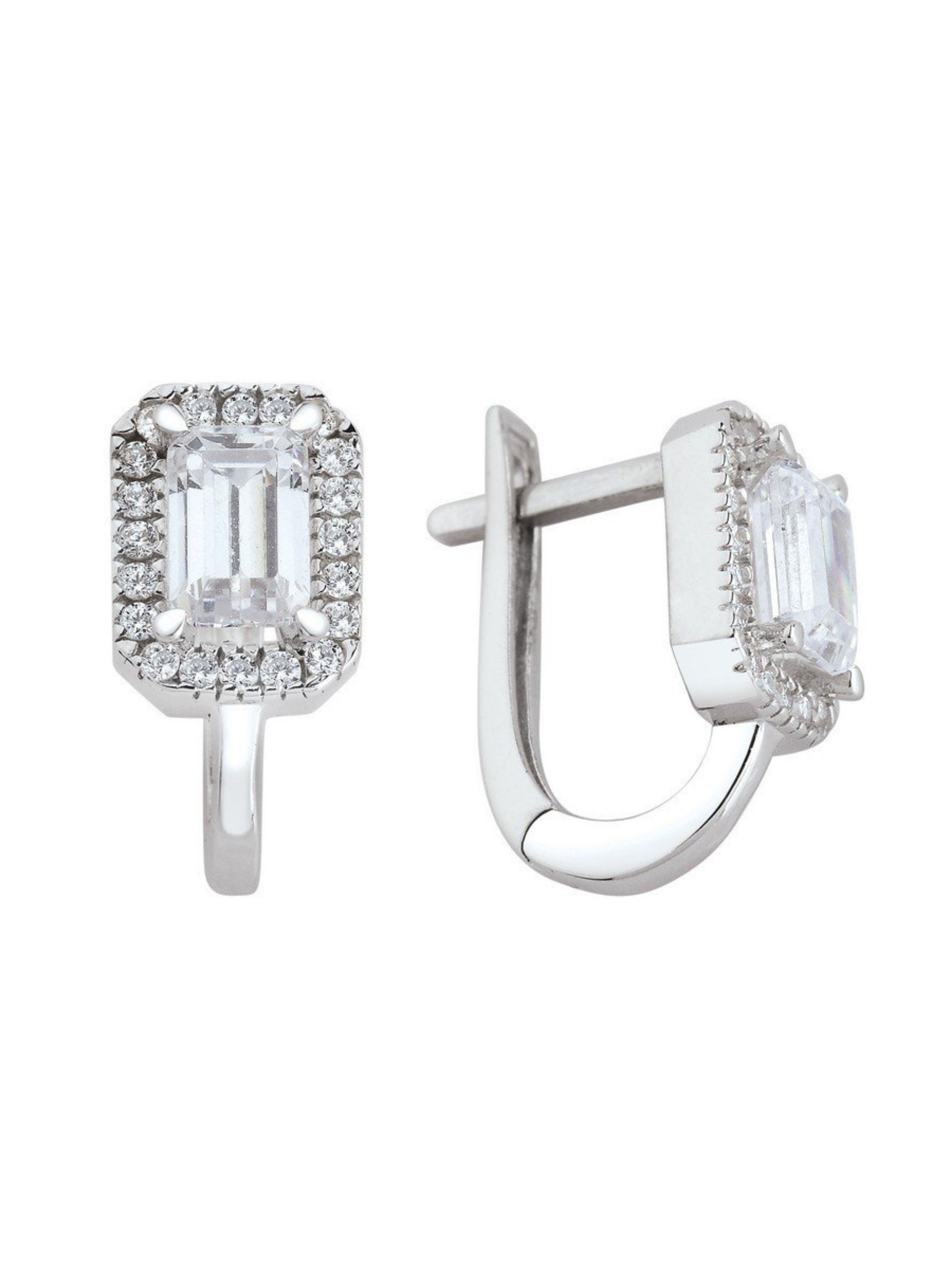 14 Ayar Beyaz Altın Baget Taşlı Küpe14 Ayar Beyaz Altın Baget Taşlı Küpe