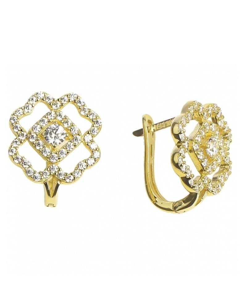 14 Ayar J Model Taşlı Altın Yonca Küpe14 Ayar J Model Taşlı Altın Yonca KüpeJ Küpe