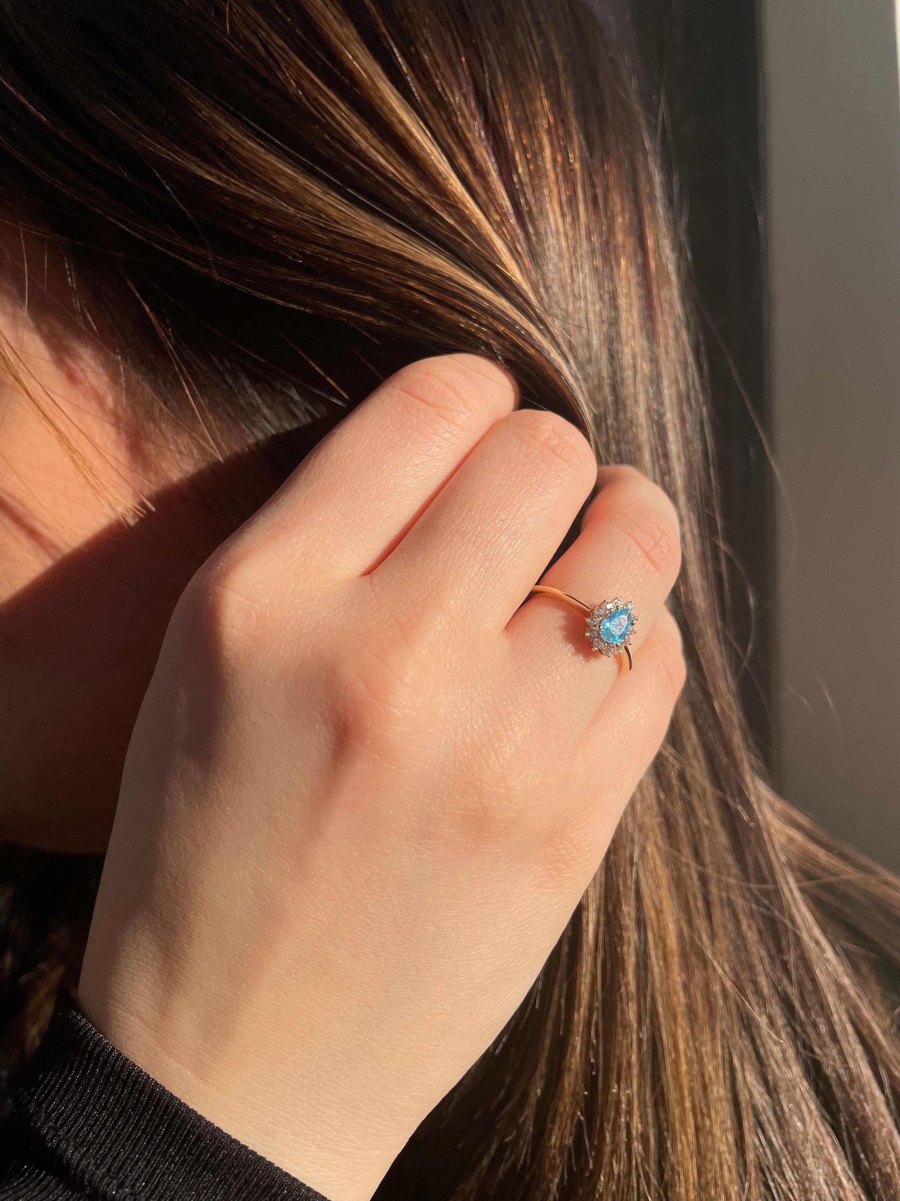 Altın Opal Mavi Taşlı Yüzük 14 AyarAltın Opal Mavi Taşlı Yüzük 14 Ayar