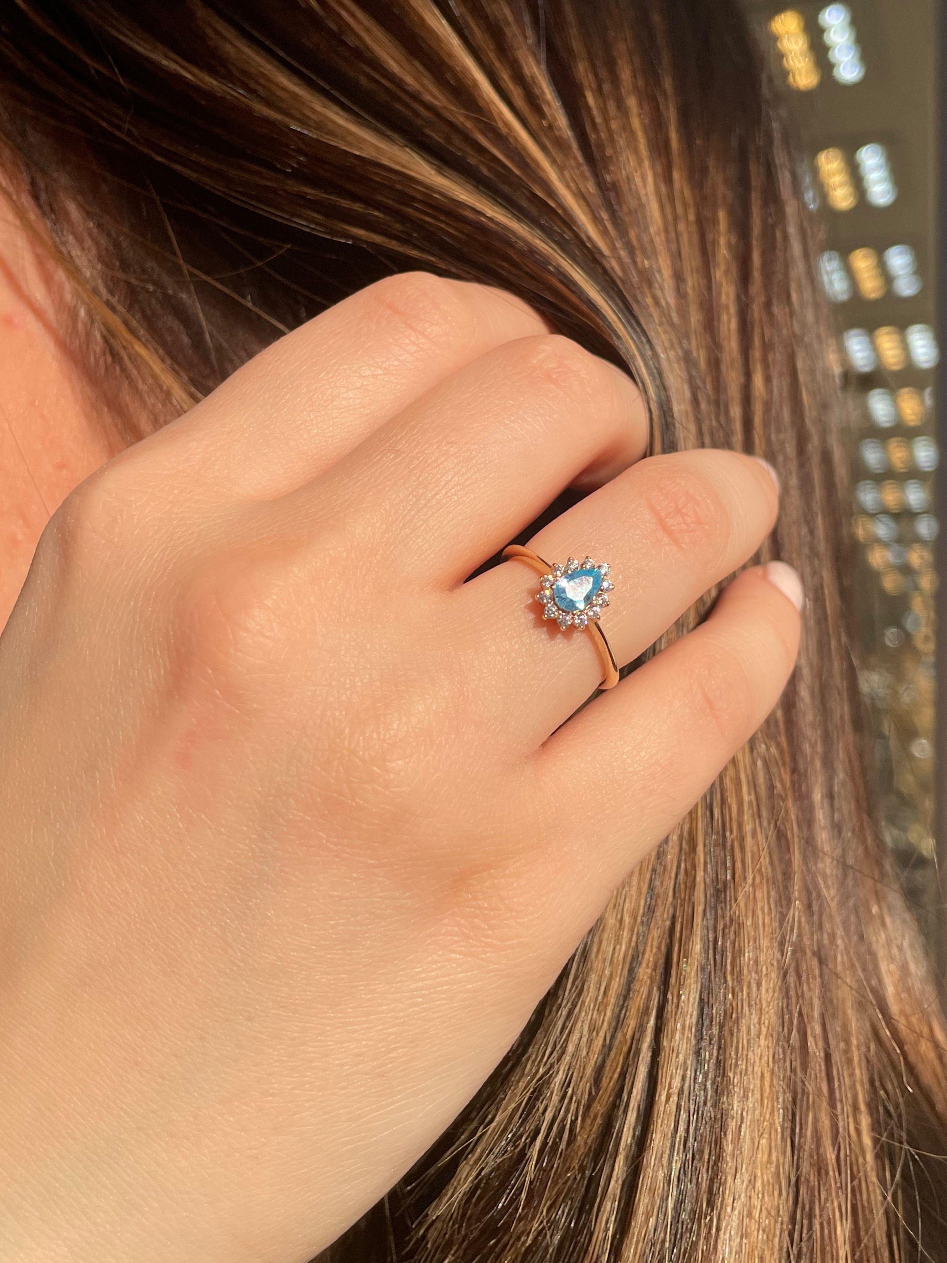 Altın Opal Mavi Taşlı Yüzük 14 AyarAltın Opal Mavi Taşlı Yüzük 14 Ayar