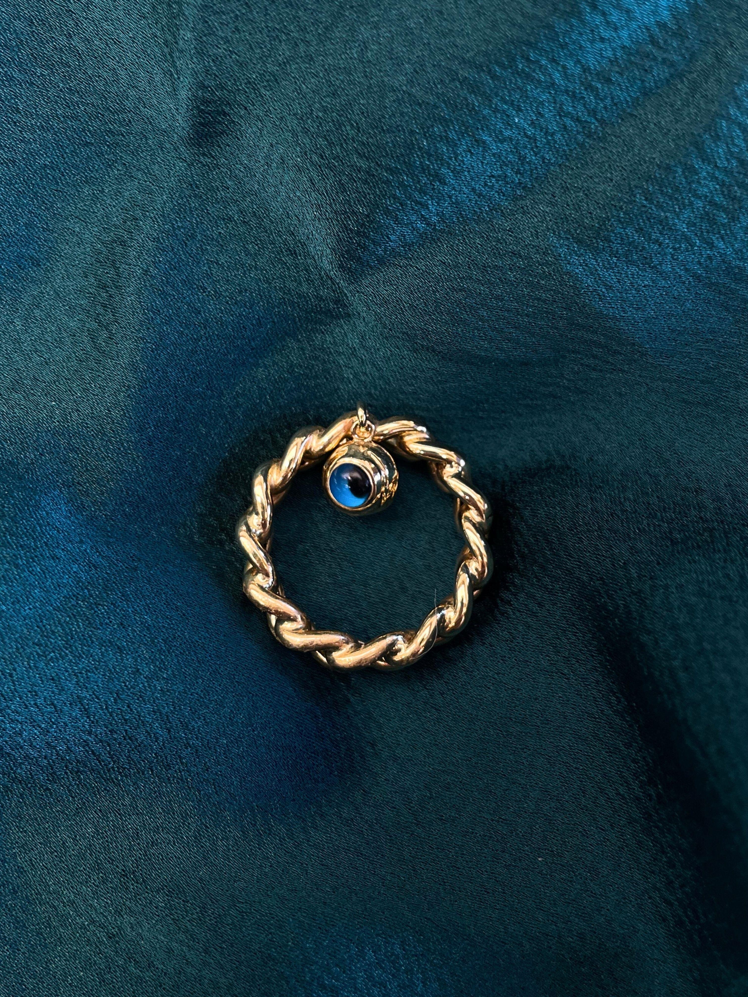 Altın Zincir Nazar Boncuk Yüzük 14 AyarAltın Zincir Nazar Boncuk Yüzük 14 Ayar