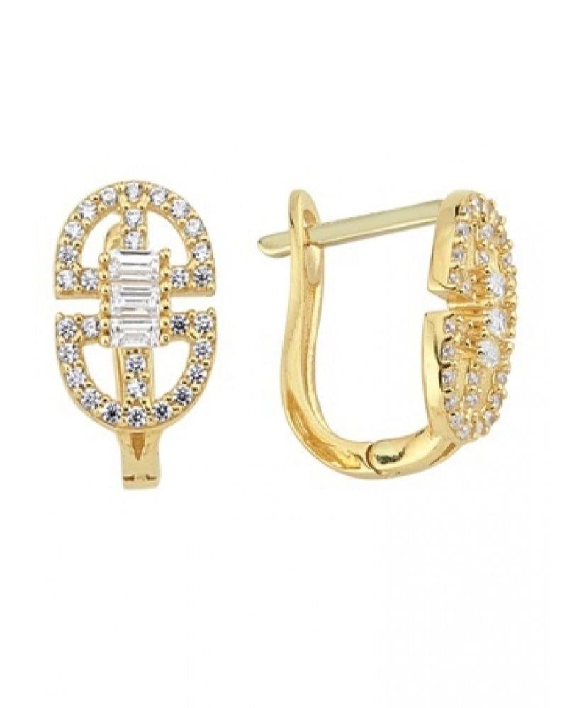 Baget Taşlı 14 Ayar Altın KüpeBaget Taşlı 14 Ayar Altın KüpeJ Küpe