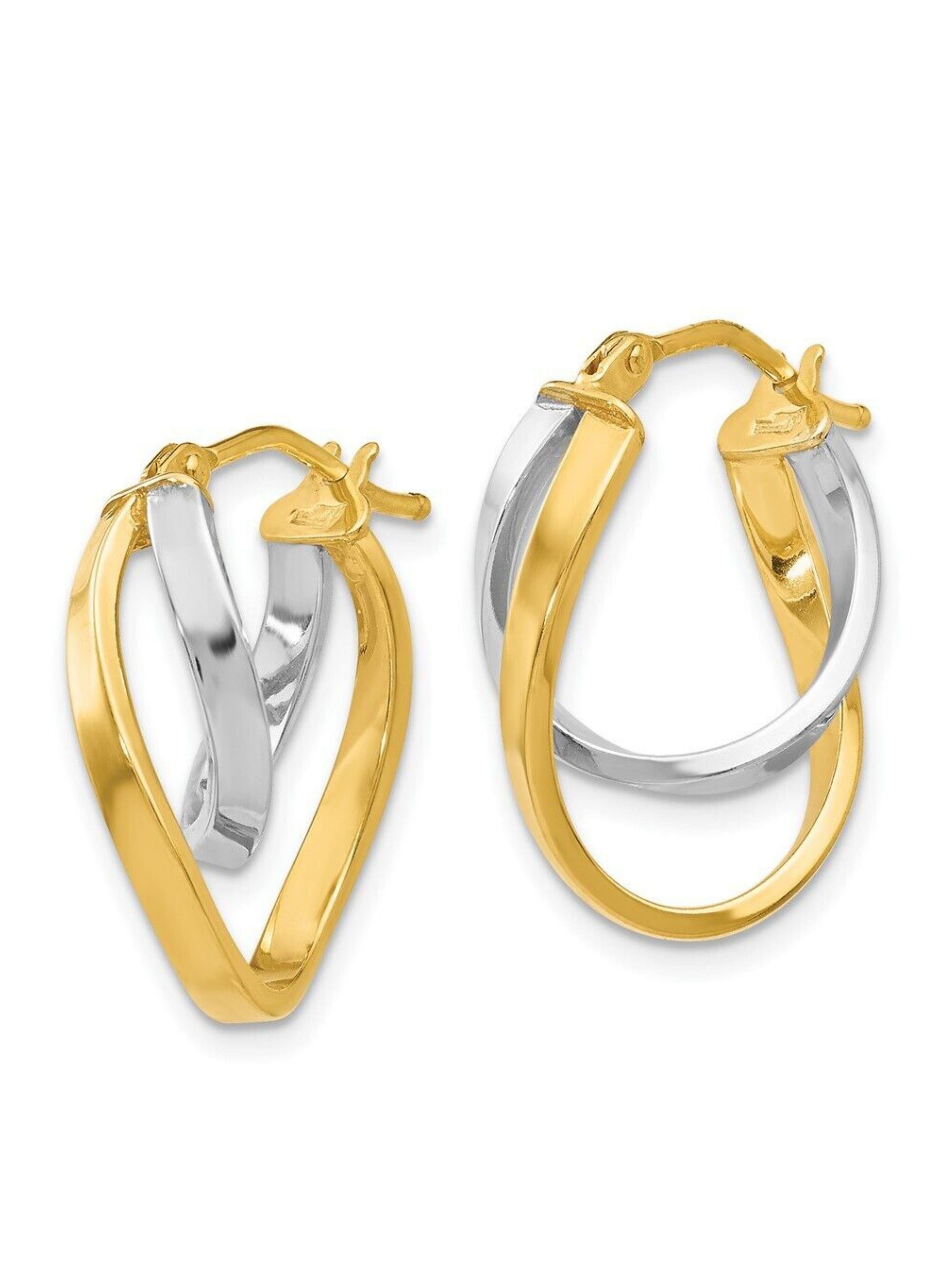 Burgu Altın İki Renk Halka Küpe 14 AyarBurgu Altın İki Renk Halka Küpe 14 Ayar