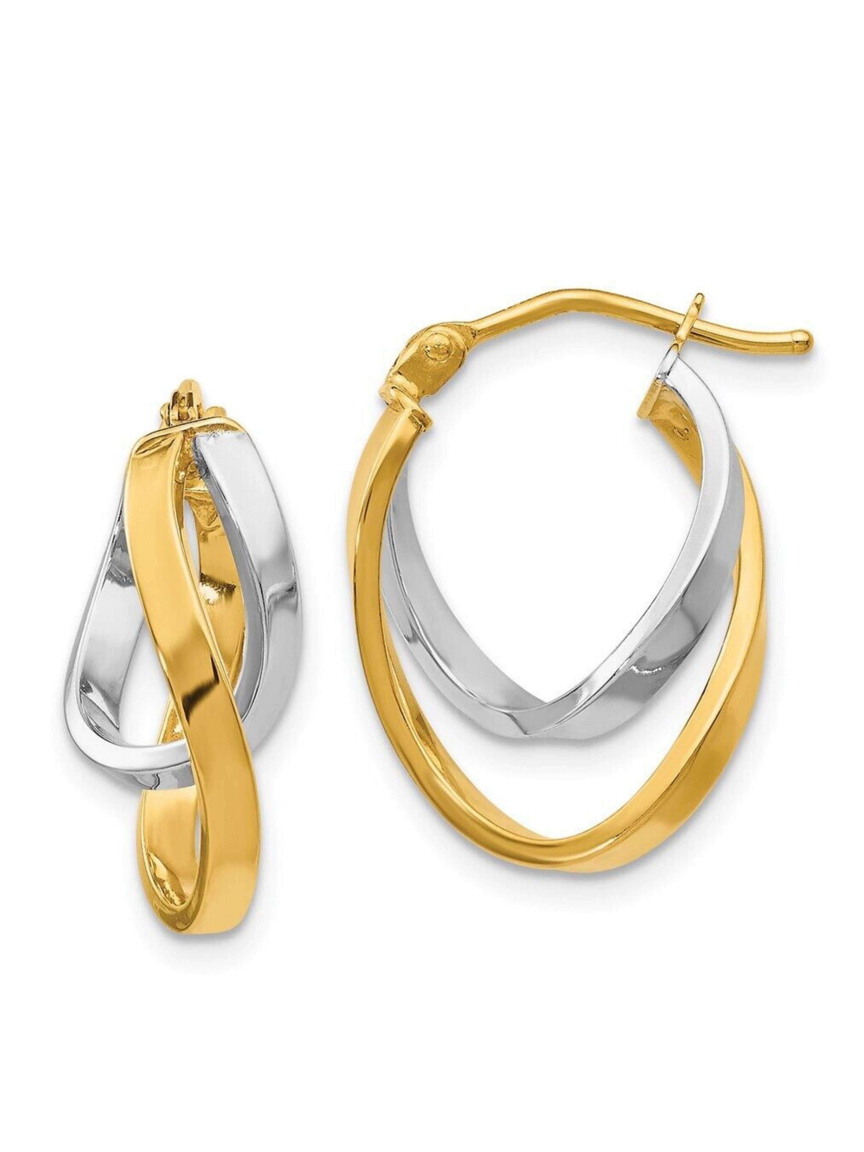 Burgu Altın İki Renk Halka Küpe 14 AyarBurgu Altın İki Renk Halka Küpe 14 Ayar