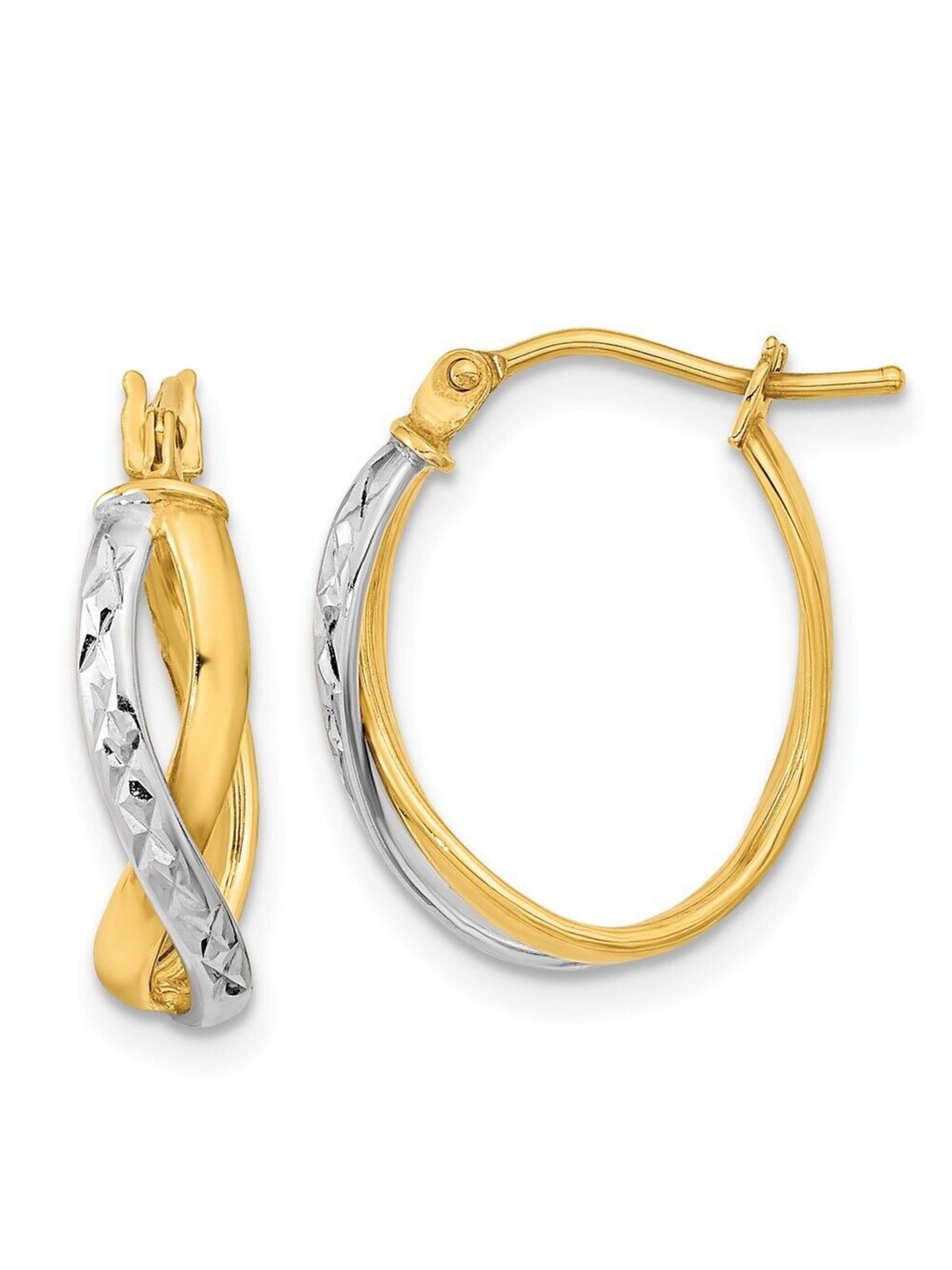 Halka Burgu Kalın İki Renkli 14 Ayar KüpeHalka Burgu Kalın İki Renkli 14 Ayar Küpe