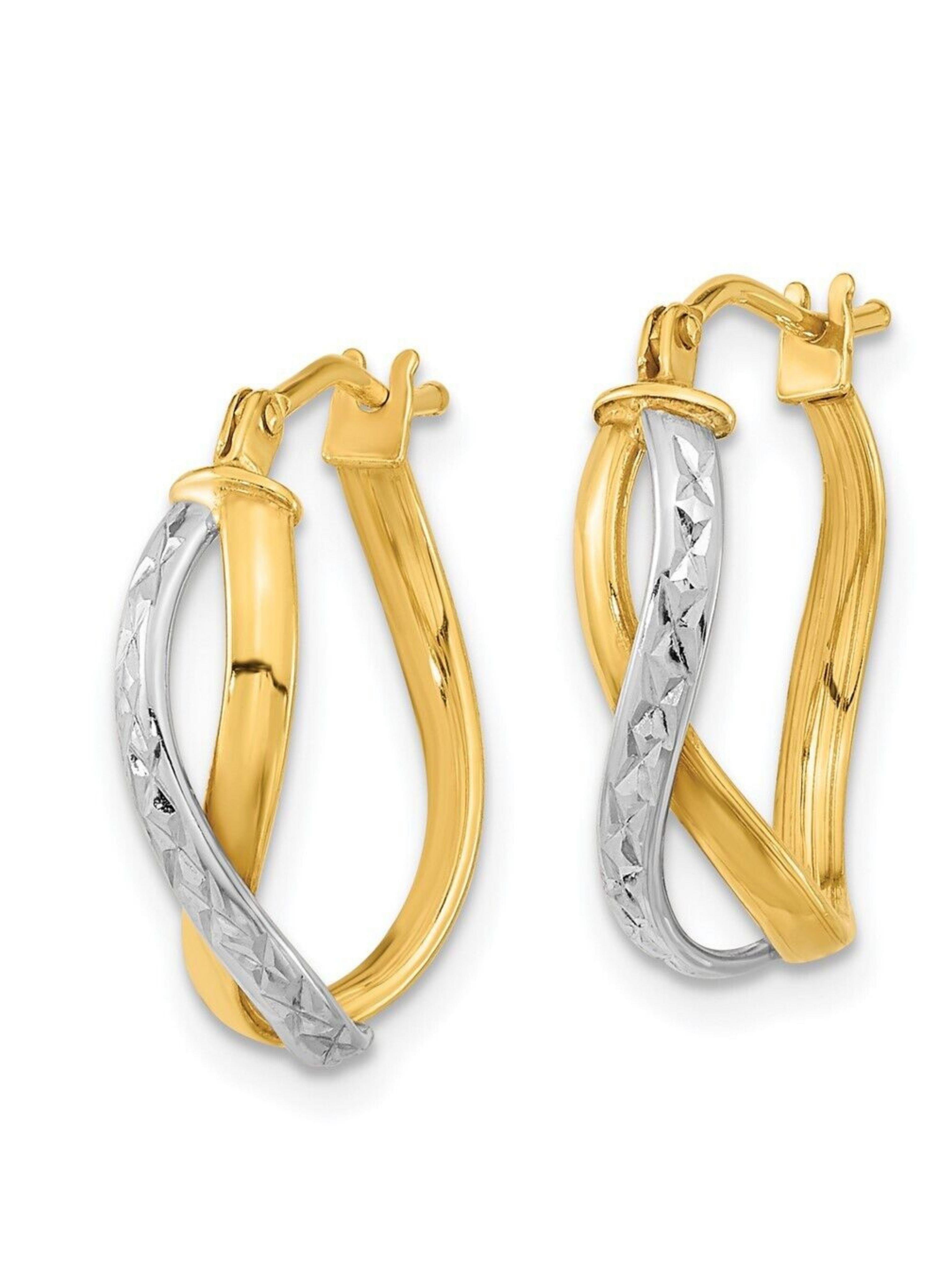 Halka Burgu Kalın İki Renkli 14 Ayar KüpeHalka Burgu Kalın İki Renkli 14 Ayar Küpe