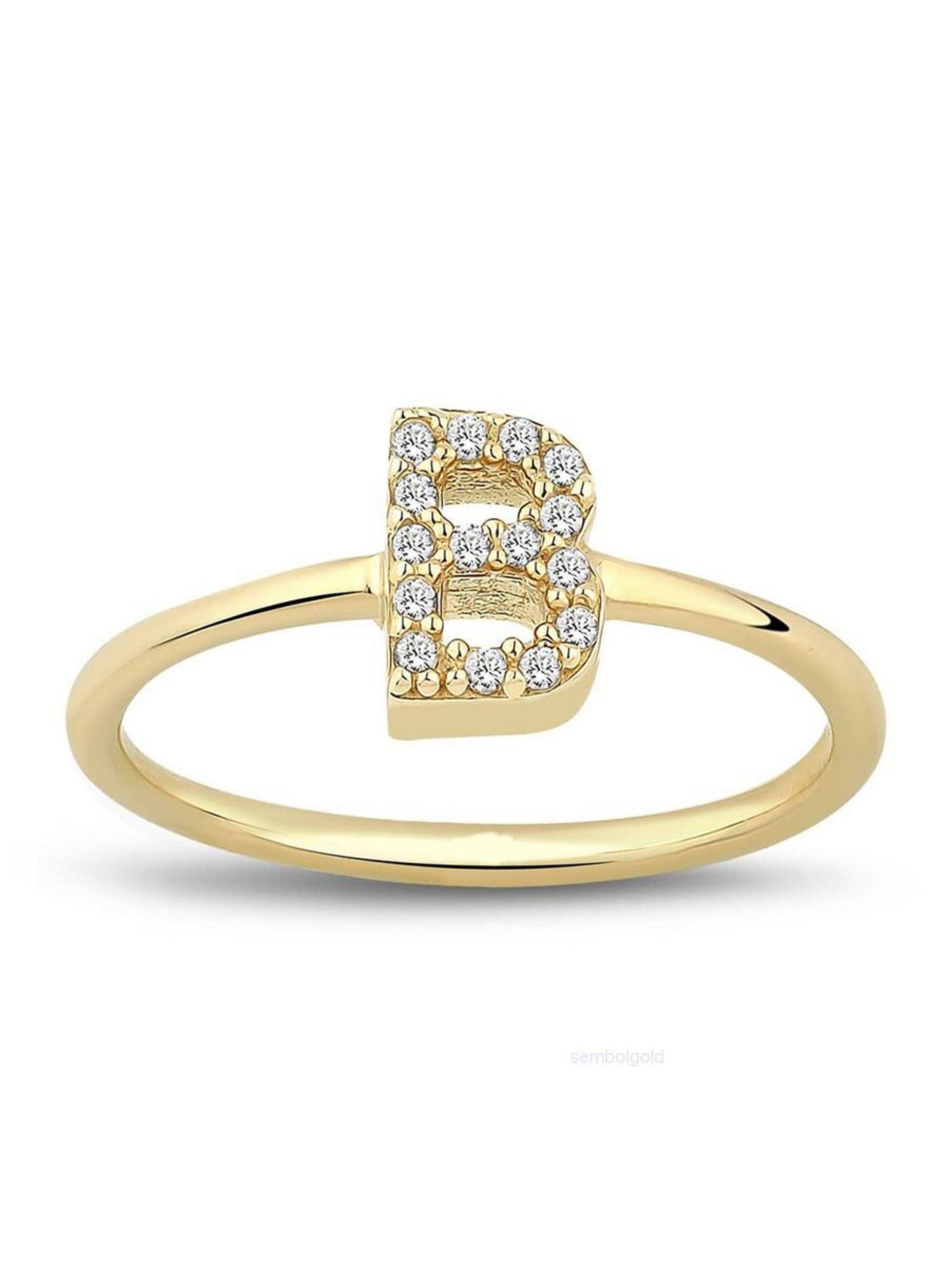 Harf Altın Yüzük Taşlı Gold 14 AyarHarf Altın Yüzük Taşlı Gold 14 Ayar