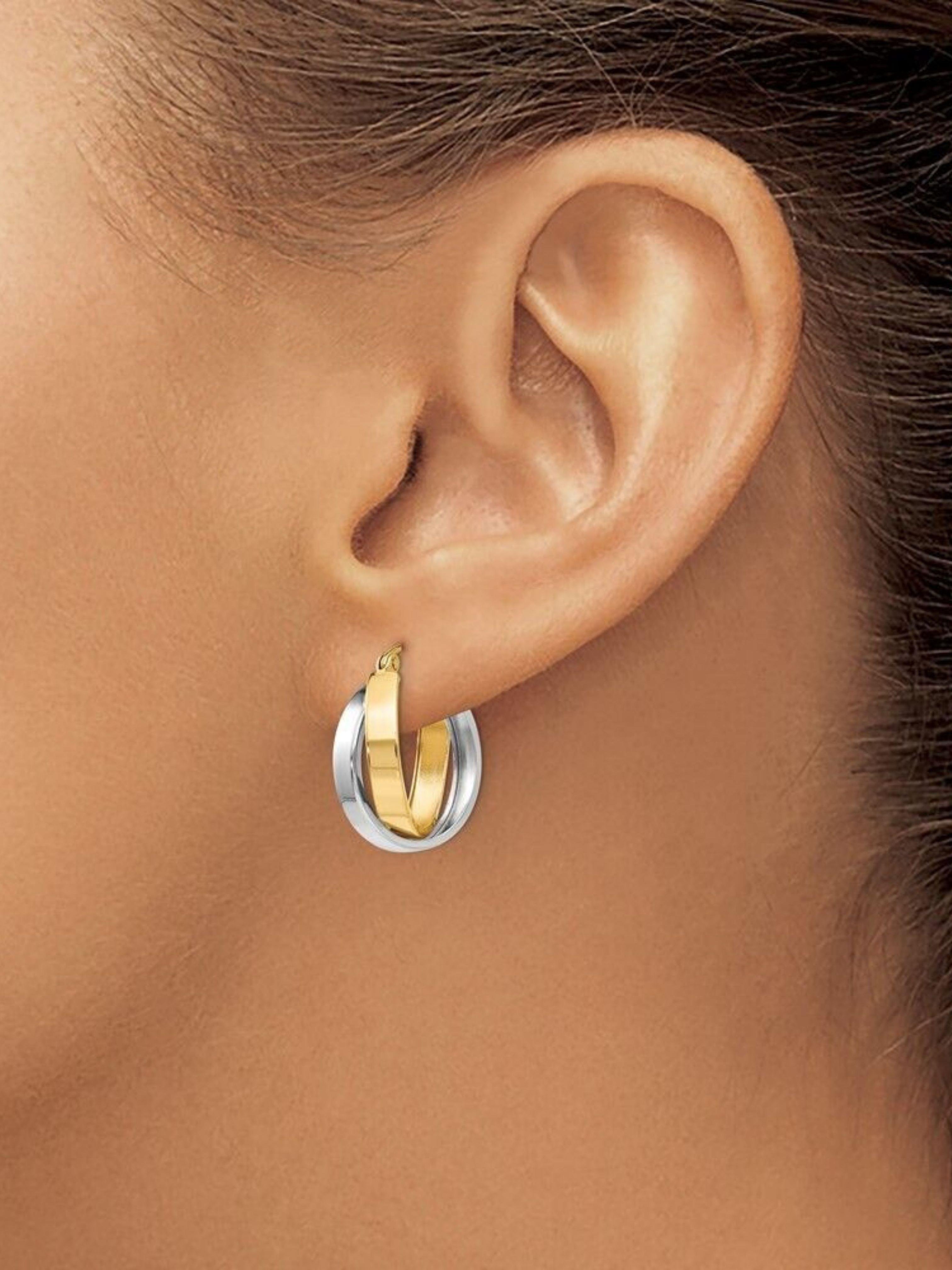 Kalın Burgu Küpe İki Renkli 14 AyarKalın Burgu Küpe İki Renkli 14 Ayar