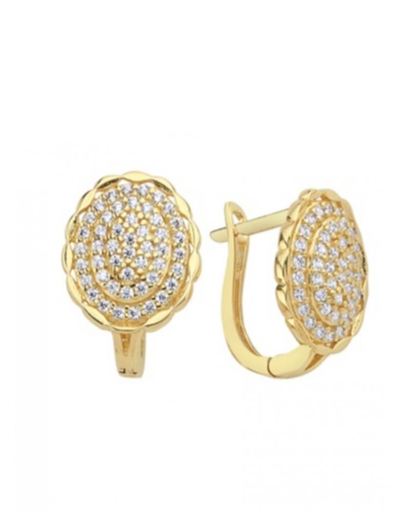 Madalyon 14 Ayar Taşlı Altın KüpeMadalyon 14 Ayar Taşlı Altın KüpeJ Küpe