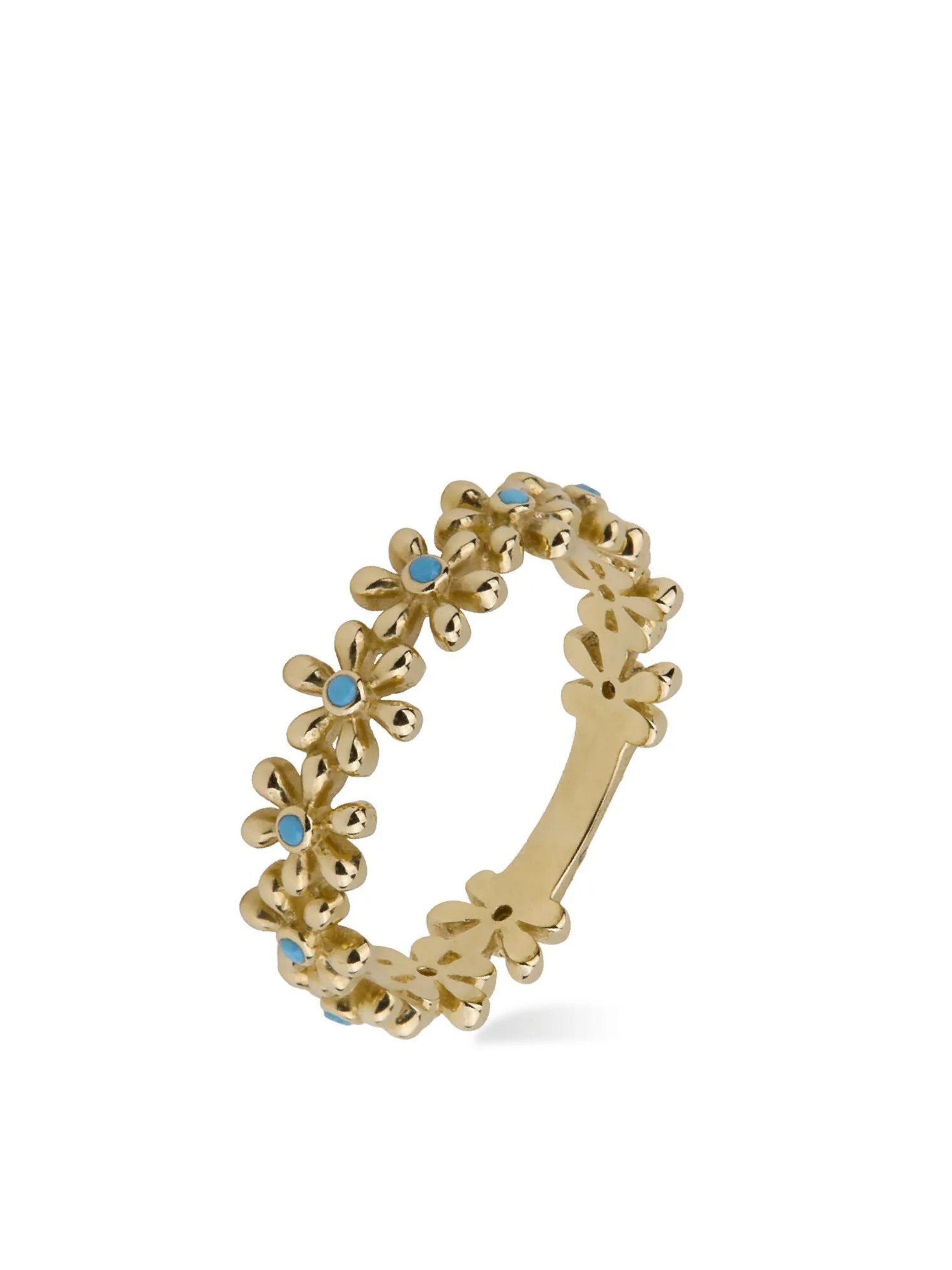 Mavi Çiçekli 14 Ayar Altın YüzükMavi Çiçekli 14 Ayar Altın Yüzük