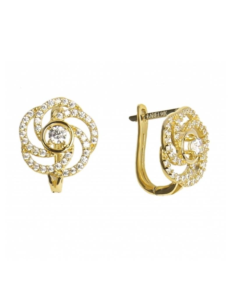 Taşlı Altın Çiçek J Küpe 14 AyarTaşlı Altın Çiçek J Küpe 14 AyarJ Küpe