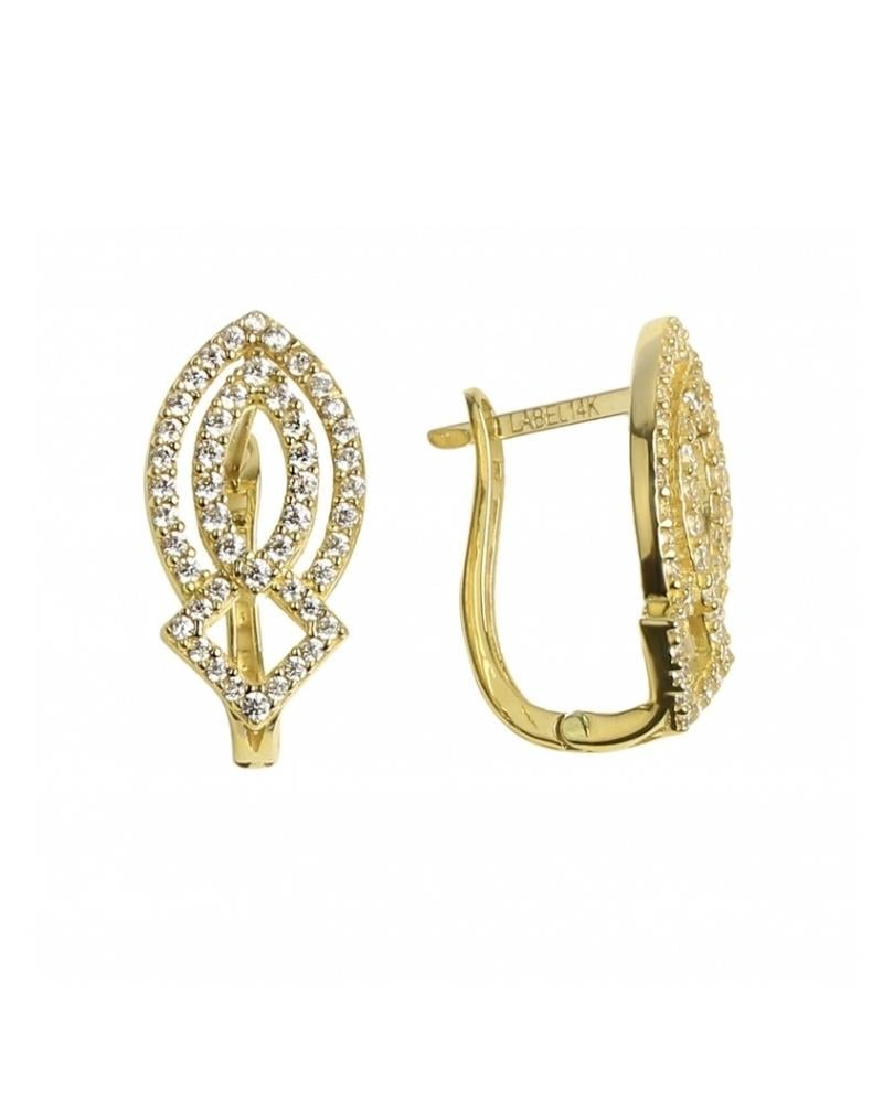 Taşlı Altın J Küpe 14 AyarTaşlı Altın J Küpe 14 AyarJ Küpe