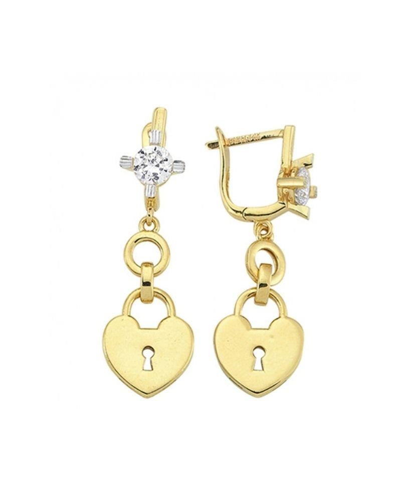 Taşlı Kalp Sallantılı Altın Küpe 14 AyarTaşlı Kalp Sallantılı Altın Küpe 14 AyarSallantılı Küpeler