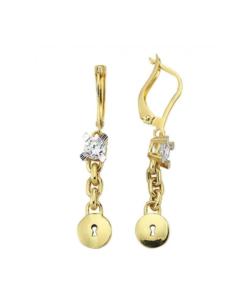 Tektaş Sallantılı Kilit Altın Küpe 14 AyarTektaş Sallantılı Kilit Altın Küpe 14 AyarSallantılı Küpeler