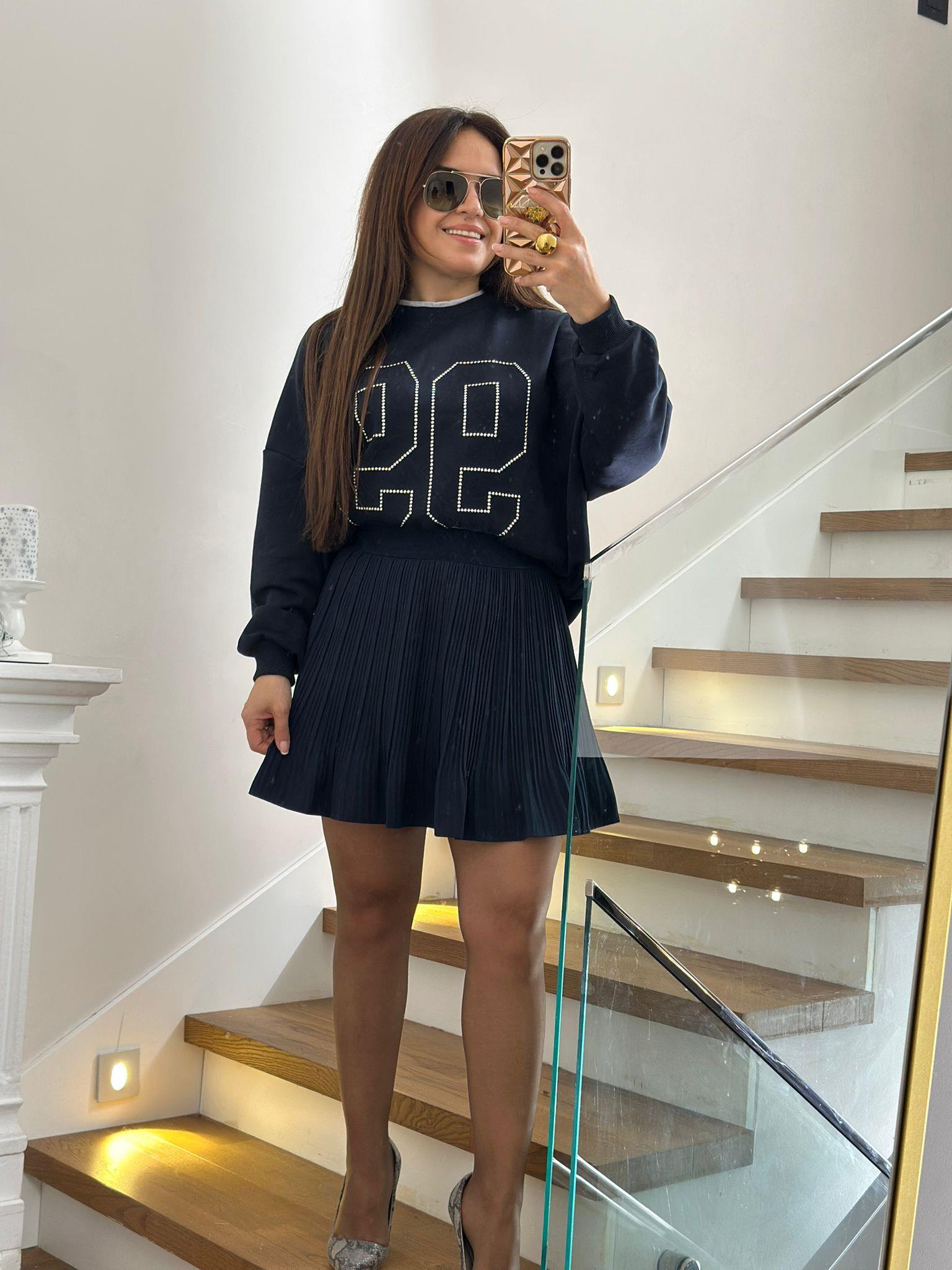 99 Taş İşlemeli Lacivert Sweatshirt
