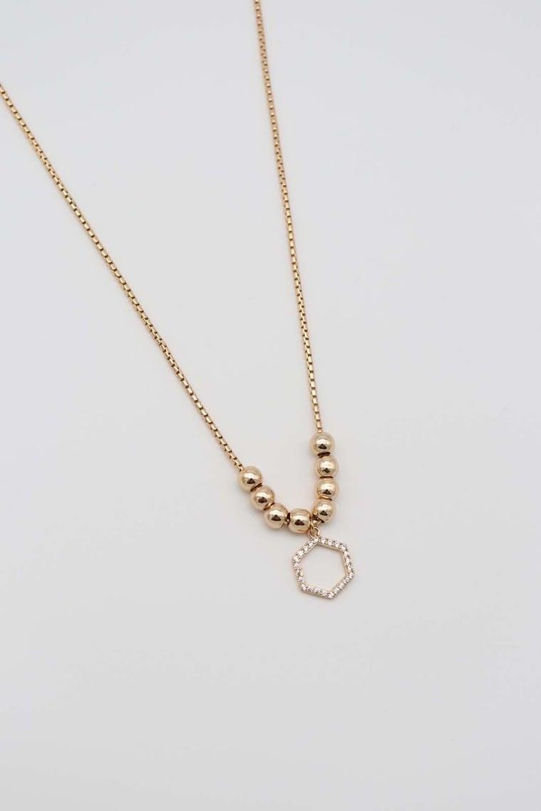 Altıgen Uçlu Gold Kolye
