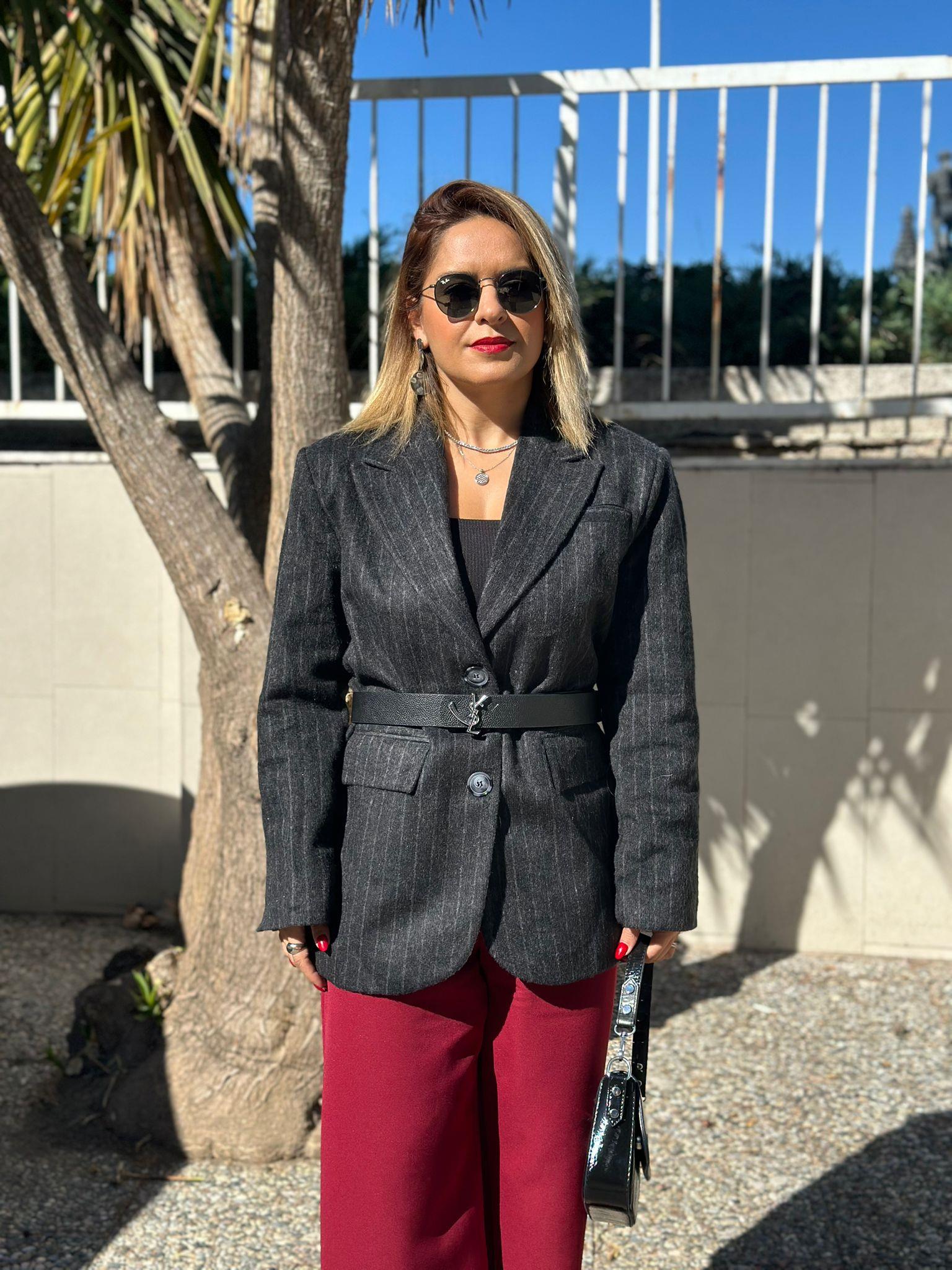 Antrasit Çizgili Blazer Ceket