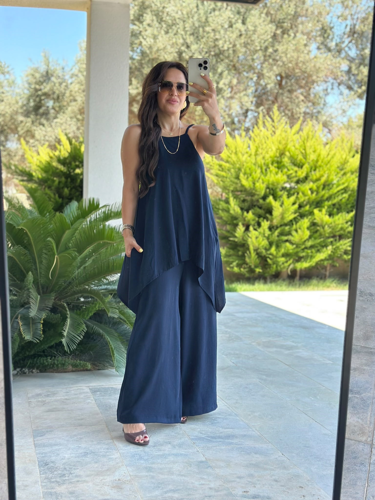 Askı Detaylı Bluz Lacivert Tulum