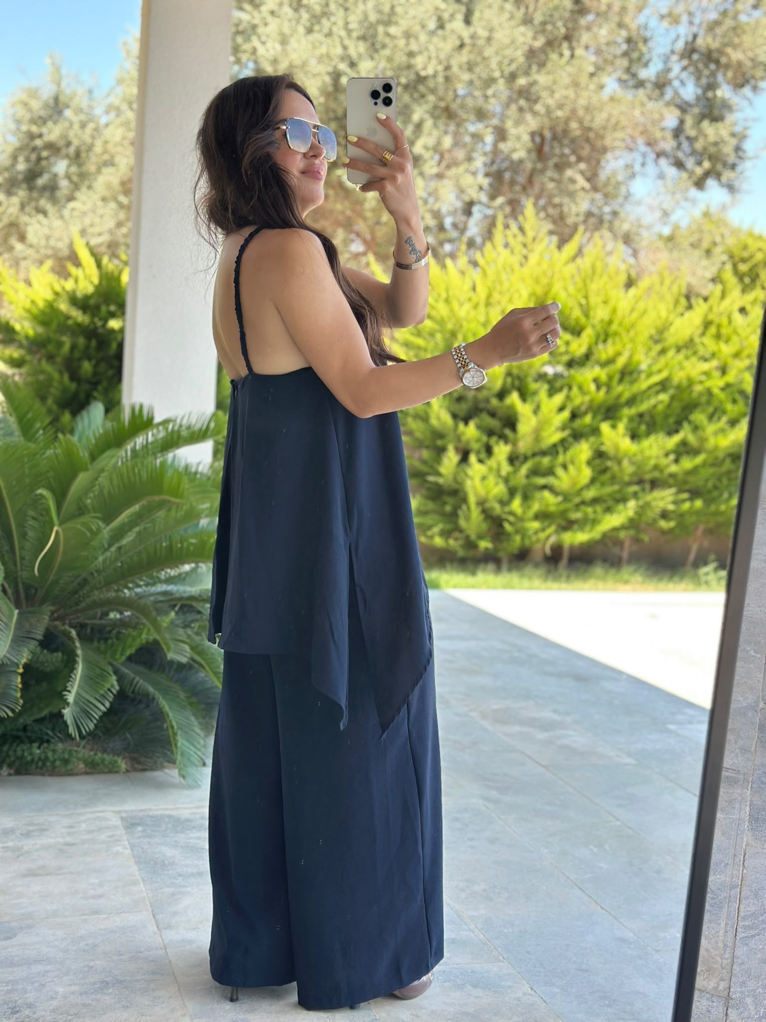 Askı Detaylı Bluz Lacivert Tulum