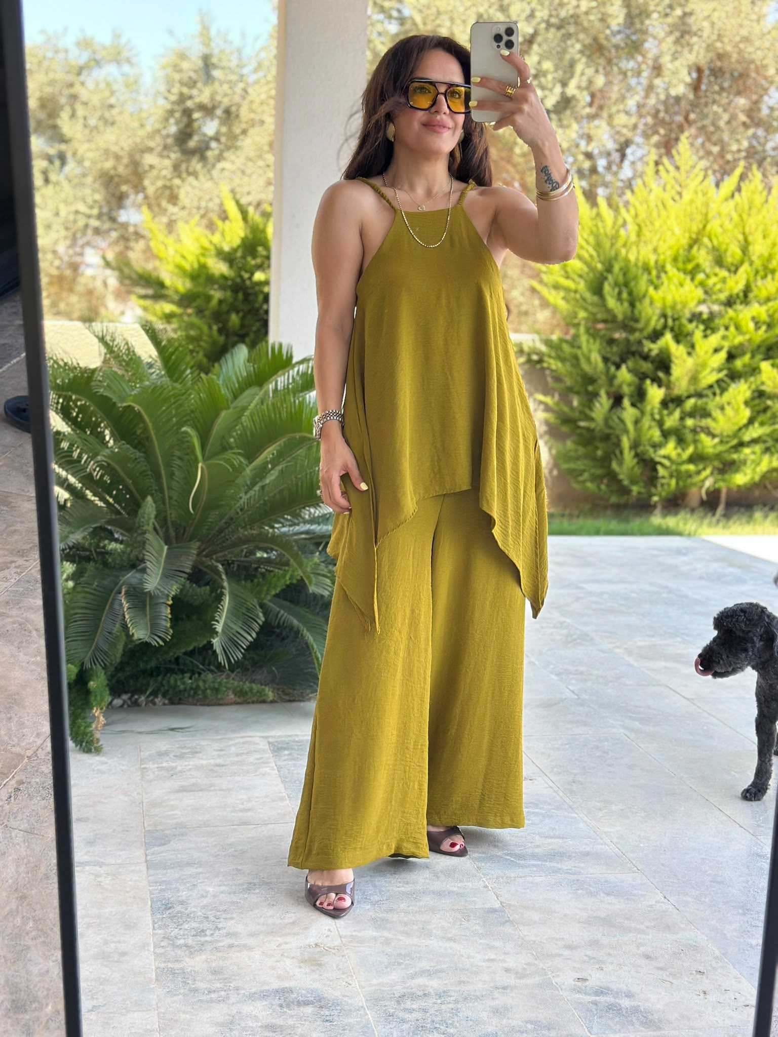 Askı Detaylı Bluz Yeşil Tulum