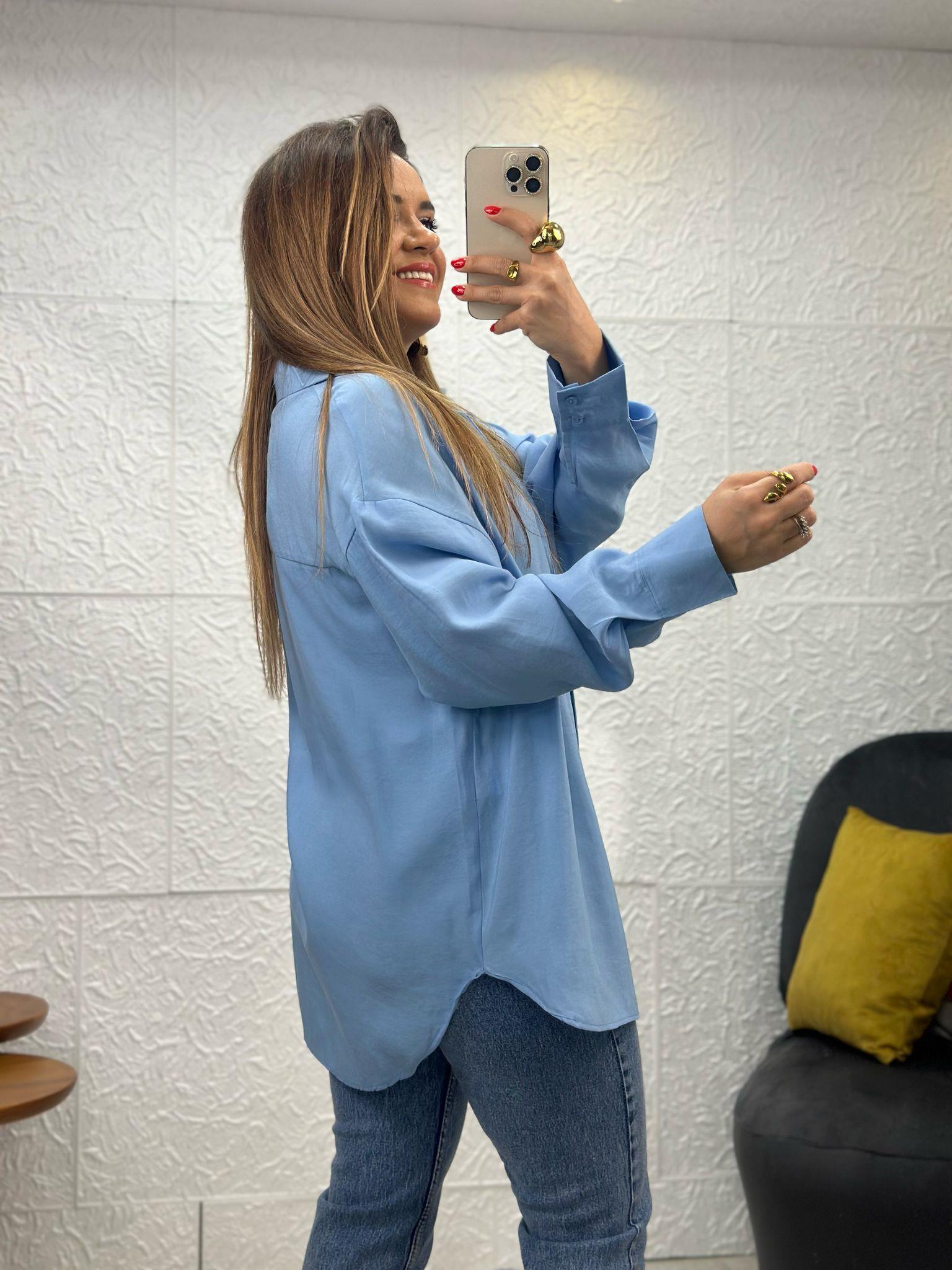 Bebe Mavi Modal Salaş Gömlek