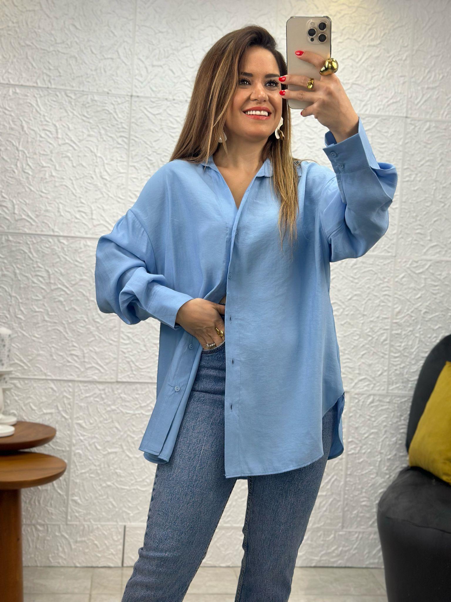Bebe Mavi Modal Salaş Gömlek