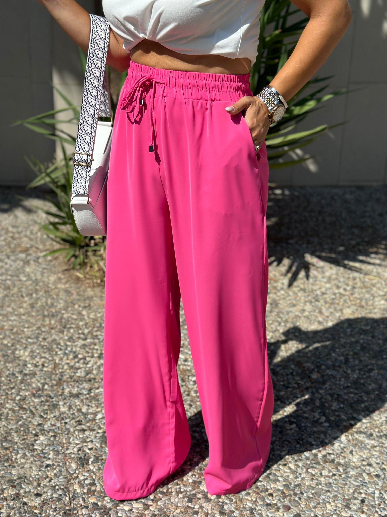 Beli Lastikli Pembe Bol Pantolon