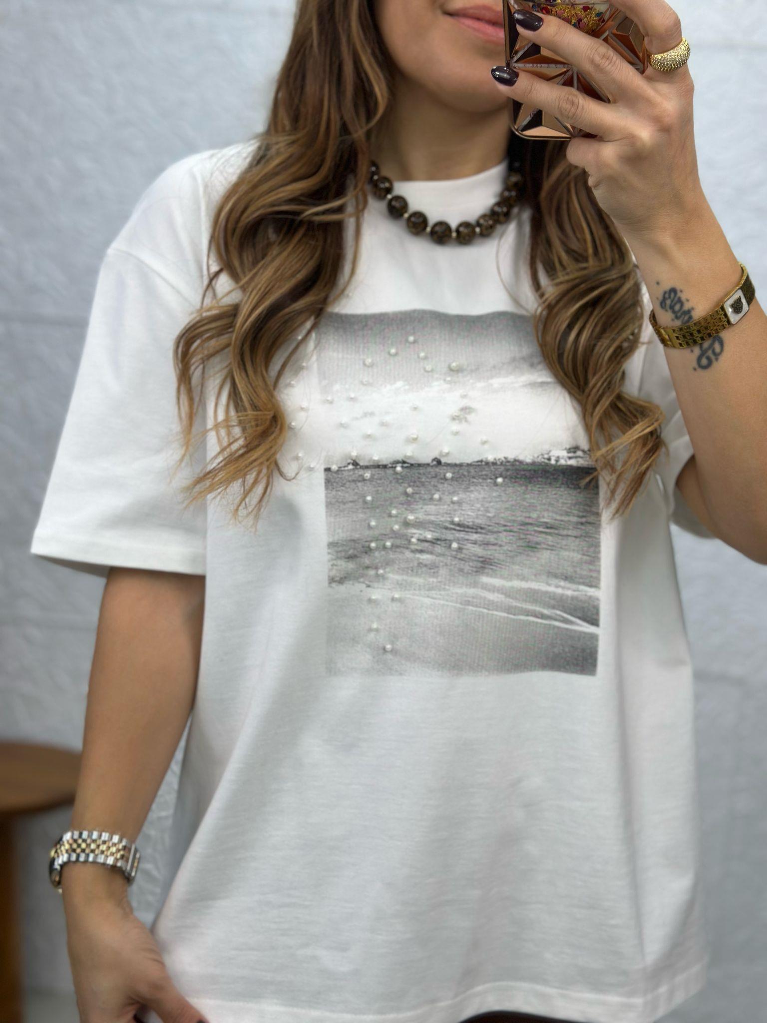 Beyaz İncili Tshirt