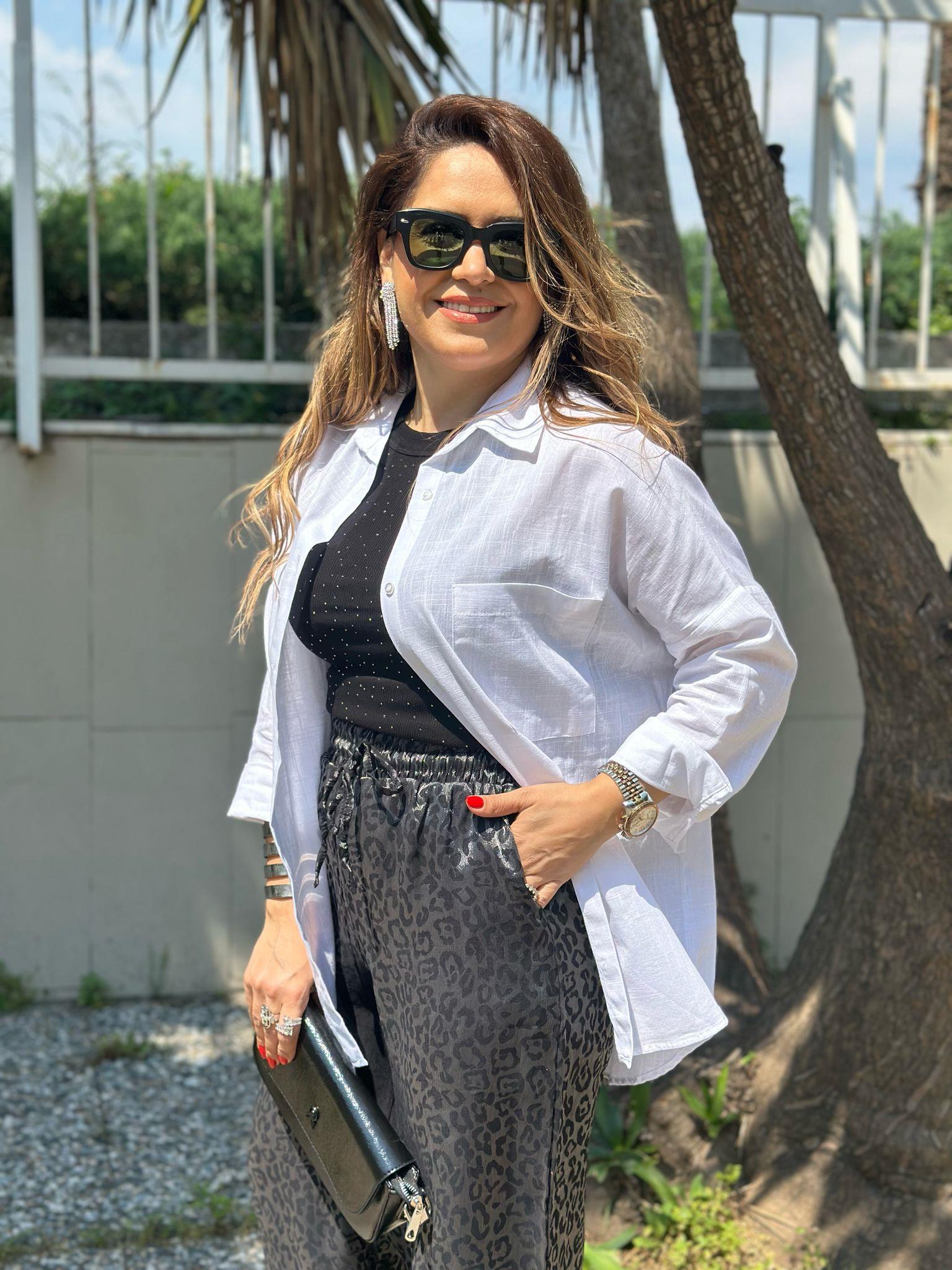 Beyaz Keten Salaş Gömlek