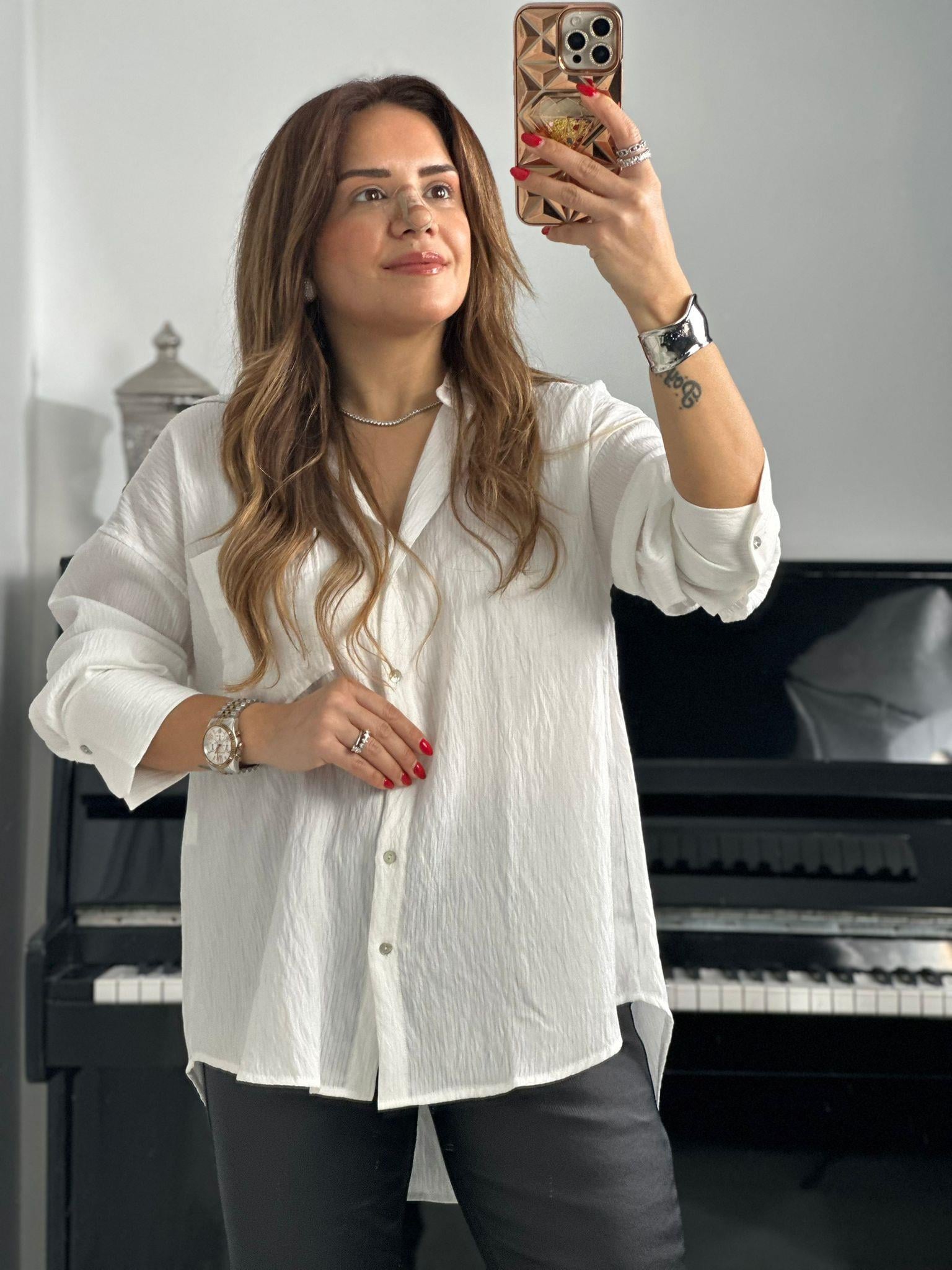 Beyaz Salaş Gömlek