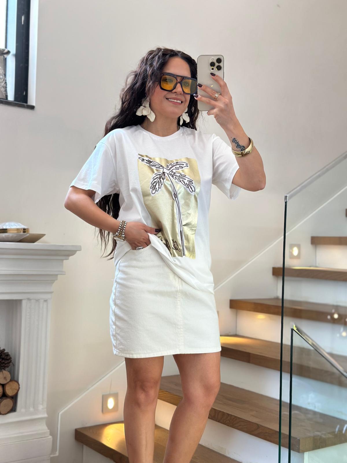 Beyaz Yaldızlı Tshirt