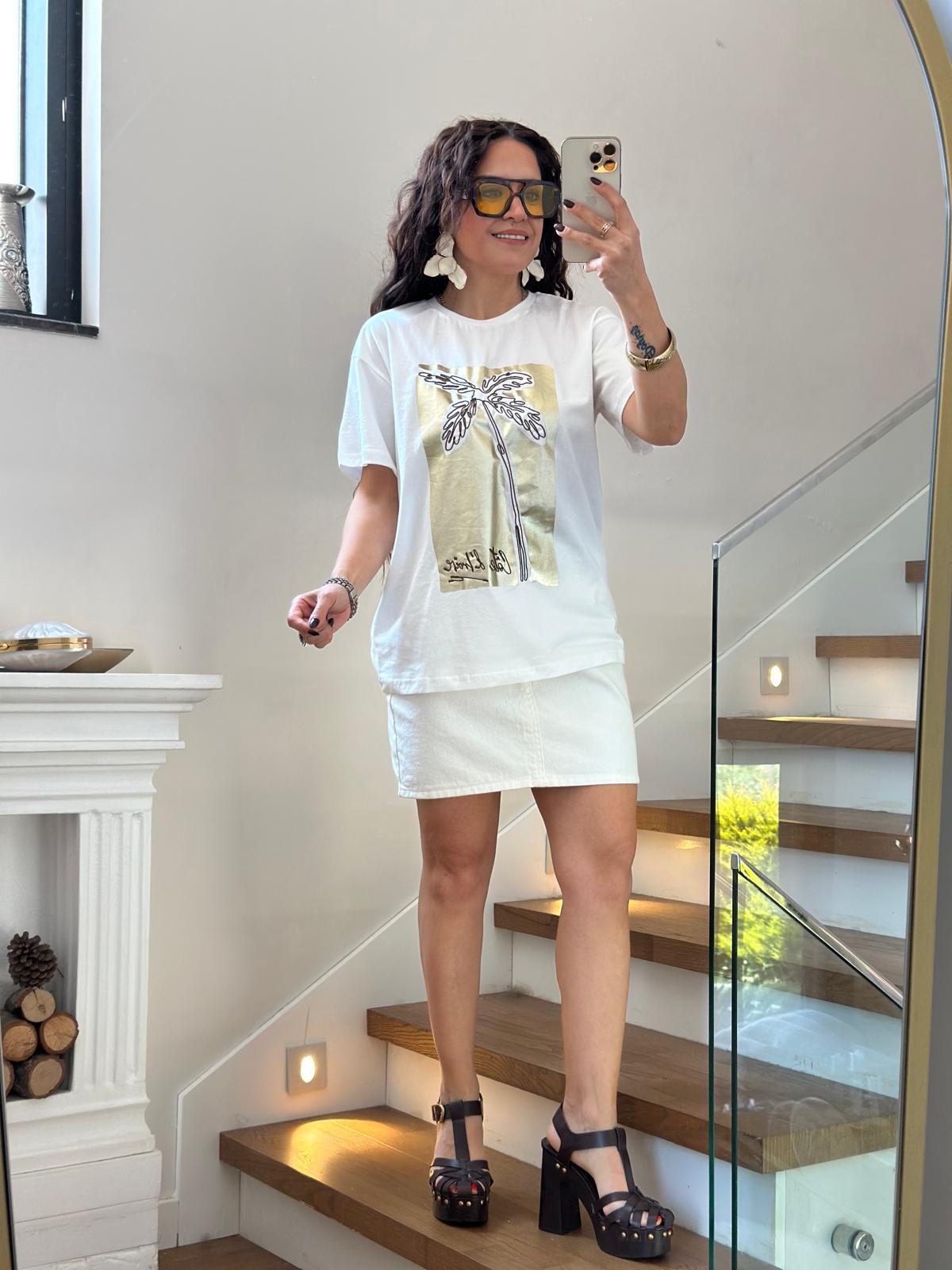 Beyaz Yaldızlı Tshirt