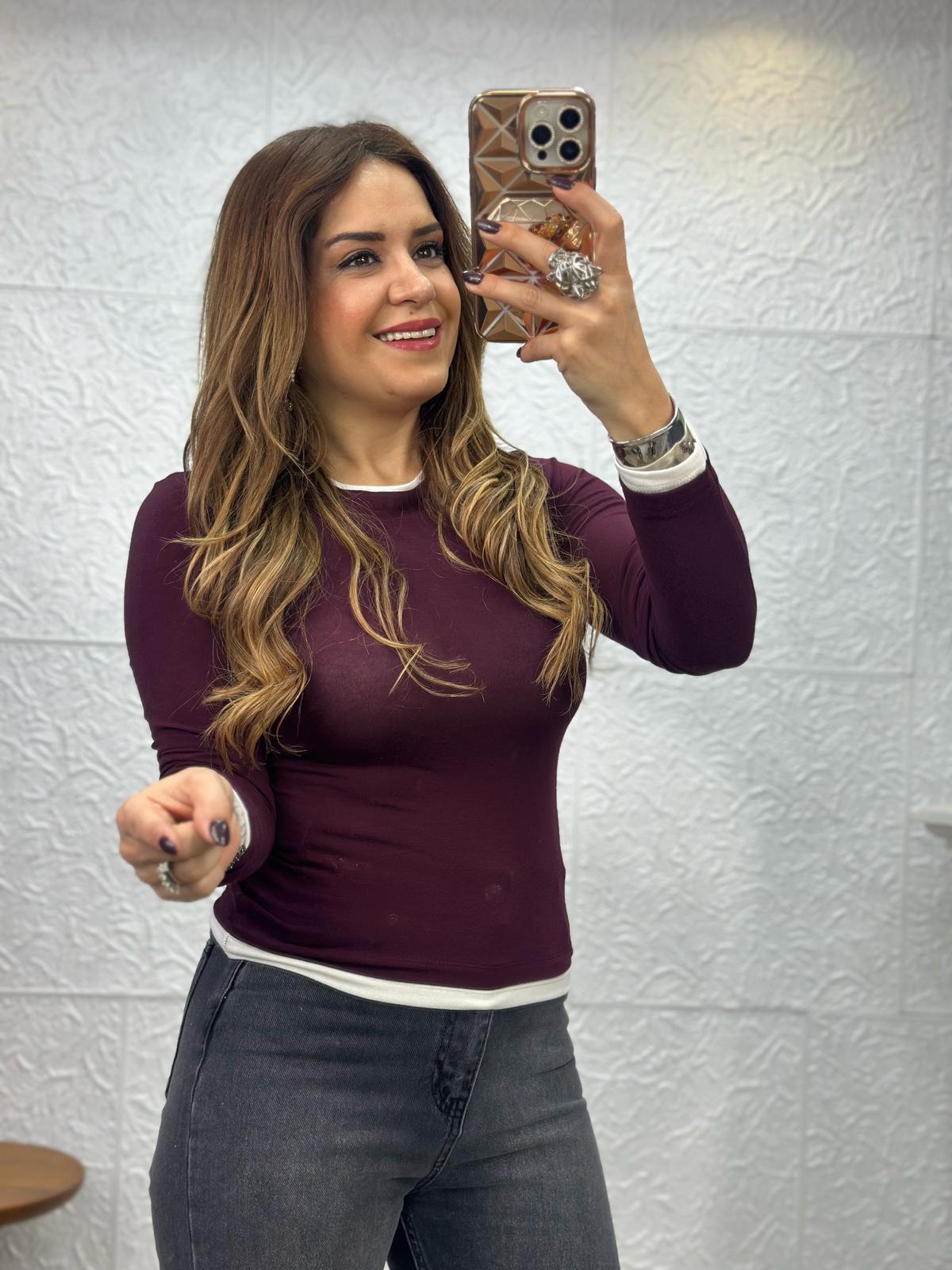 Bisiklet Yaka Düz Acı Kahve Body