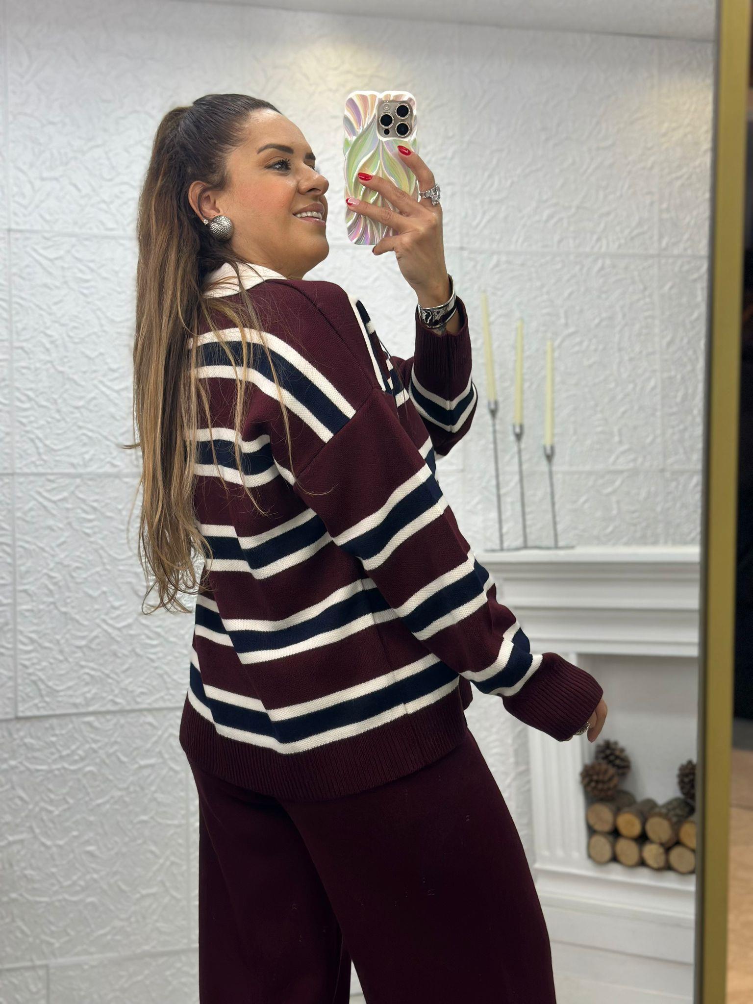 Bordo Polo Yaka Kazak