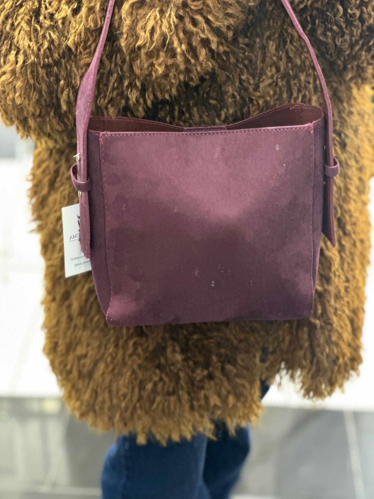 Bordo Süet Çanta