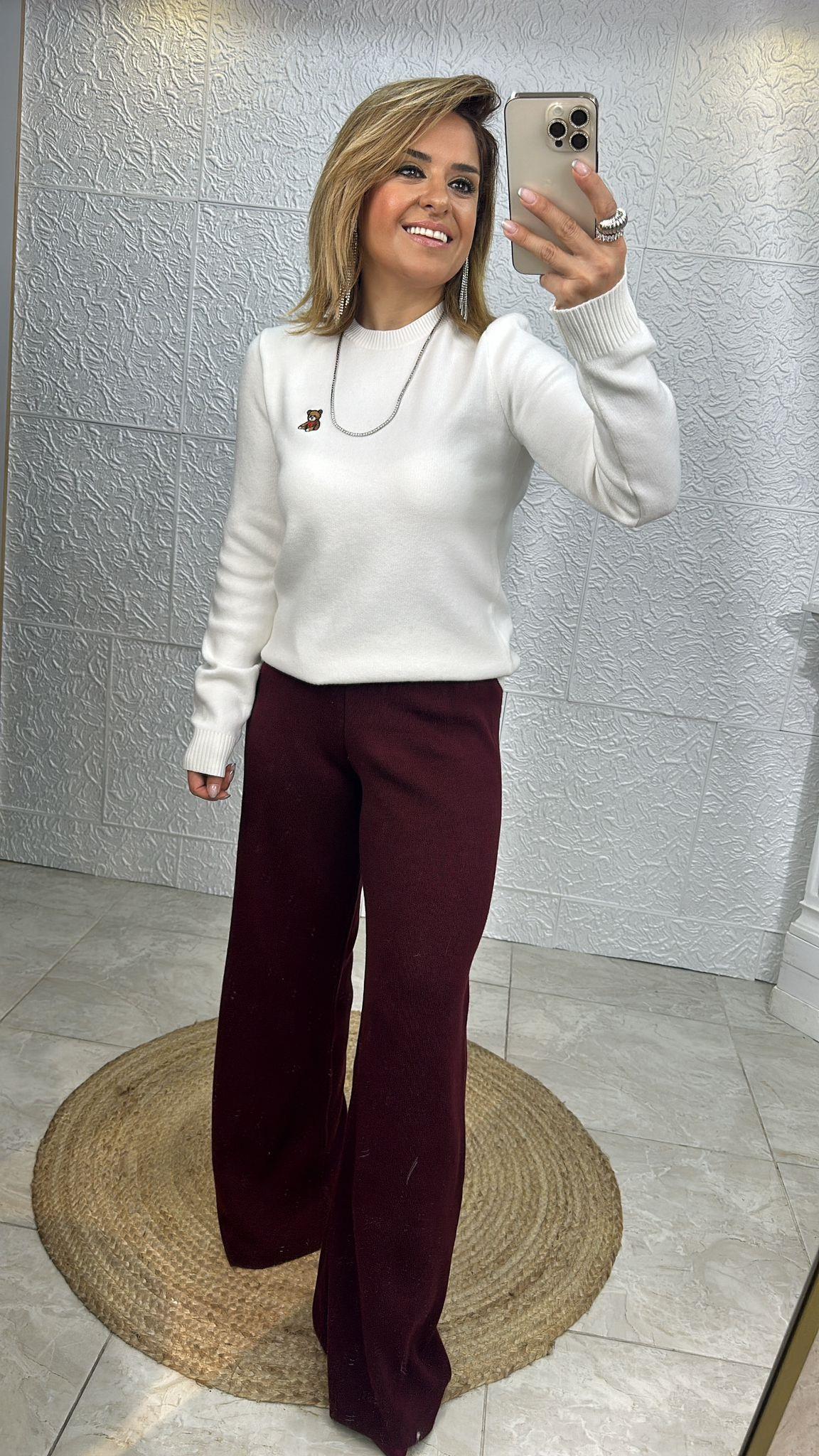 BORDO TRİKO PANTOLON