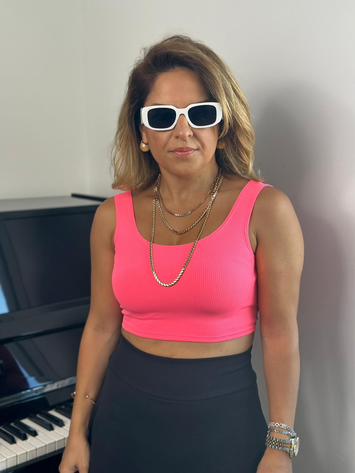 Çift Omuzlu Pembe Crop