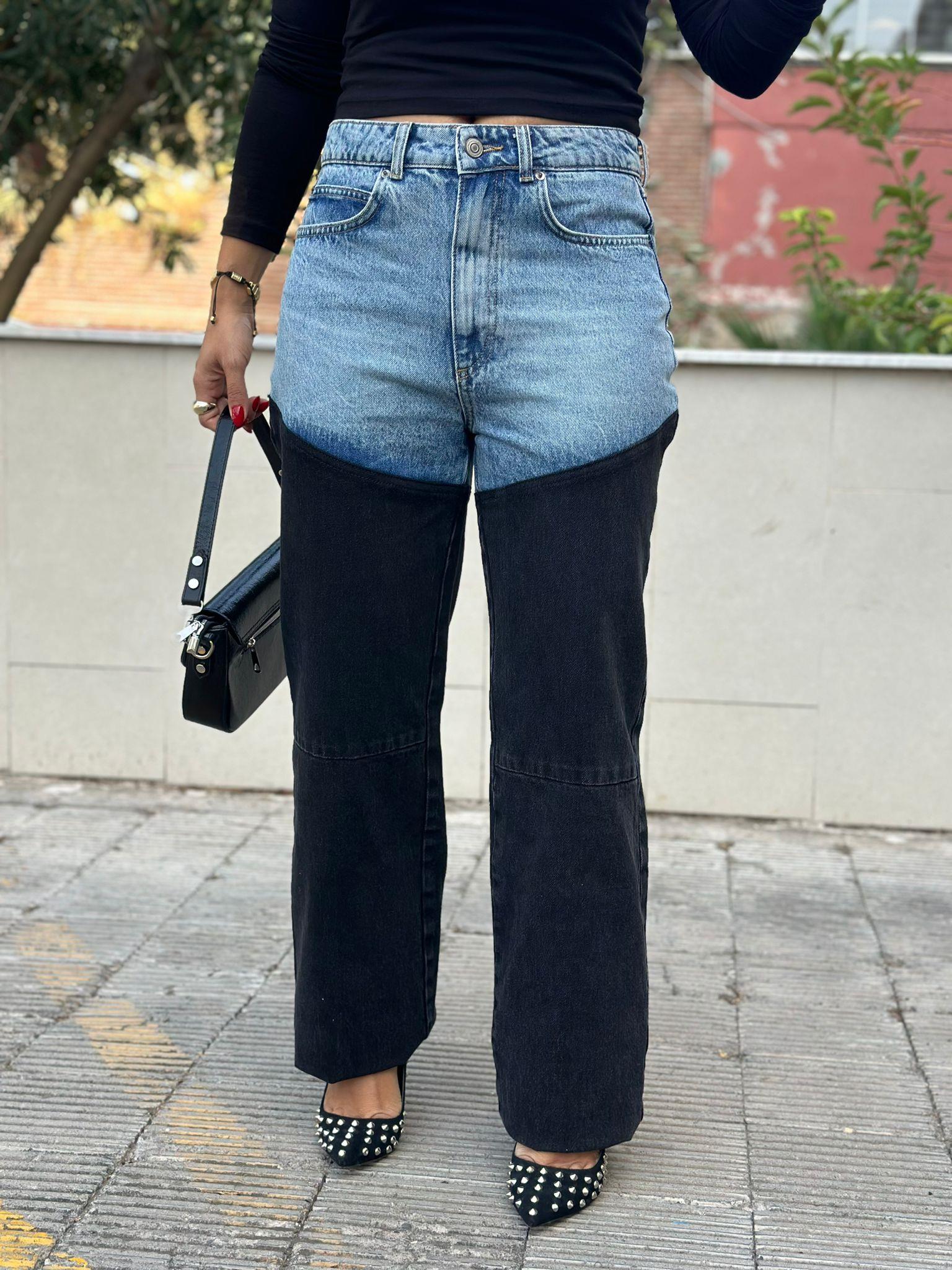 Çift Renkli Jean Pantolon