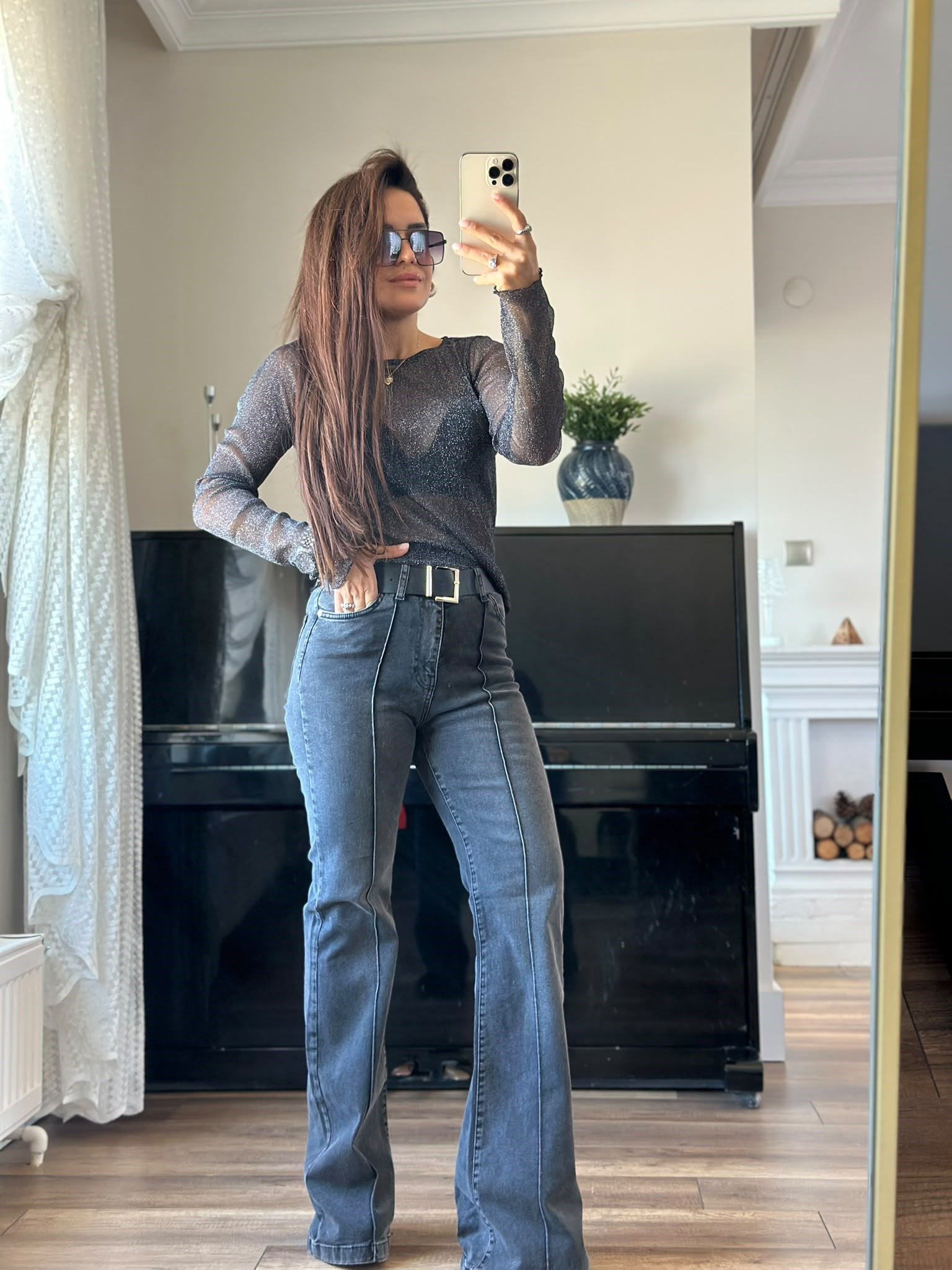 Çımalı Kot Pantolon Gri