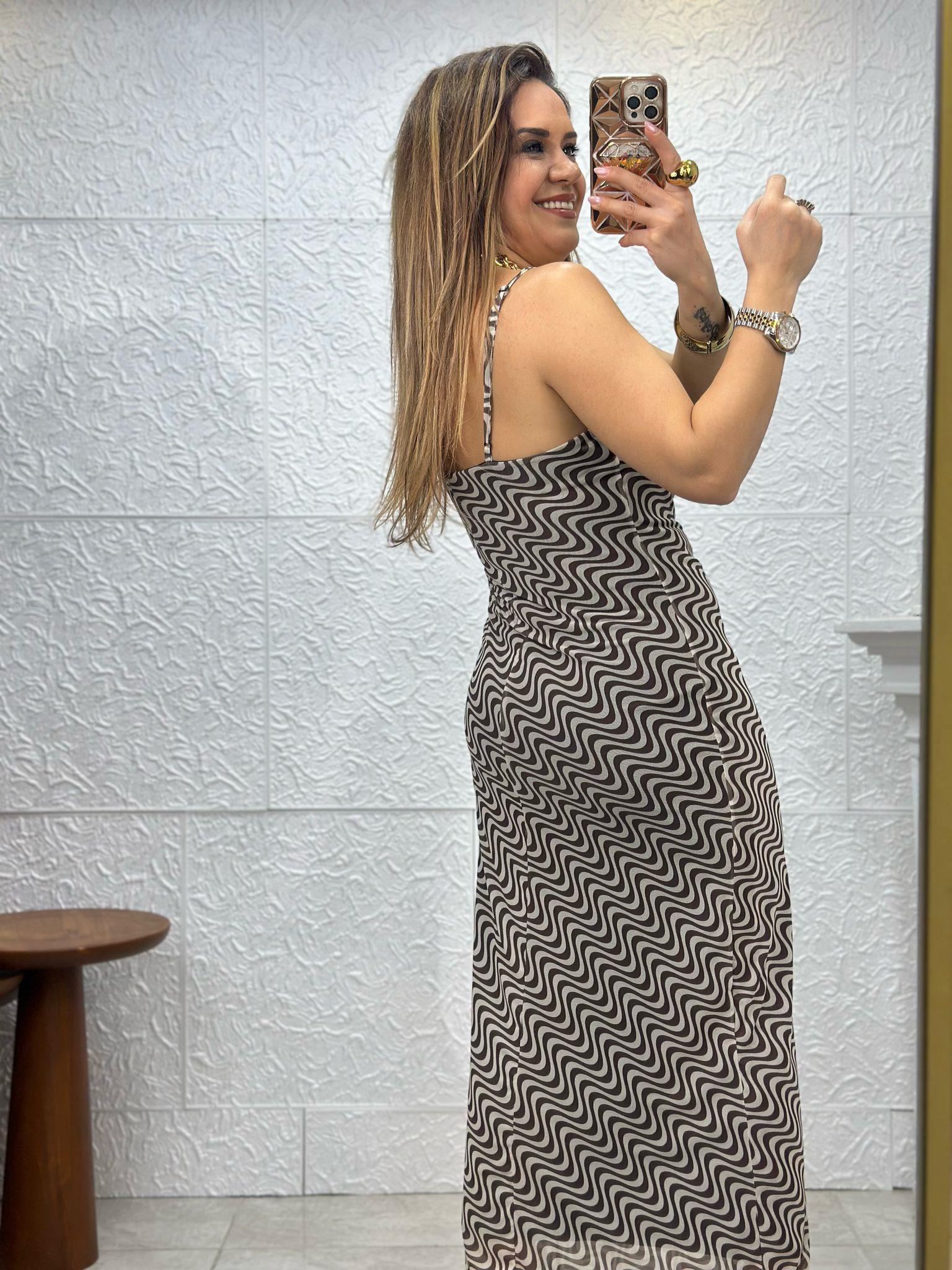 Degaje Yaka İp Askılıkahve Bej Elbise