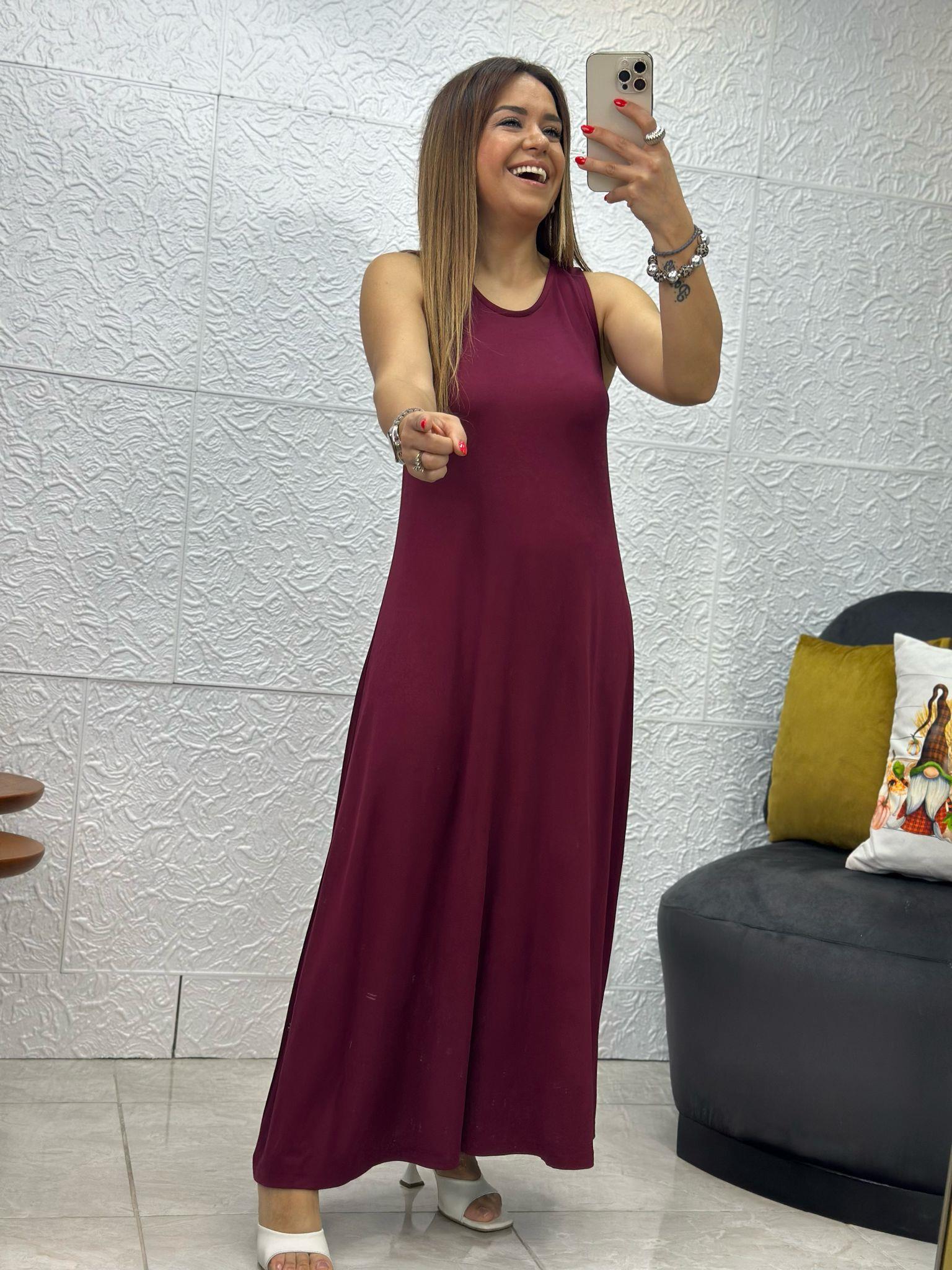 Düğmeli Bordo Elbise