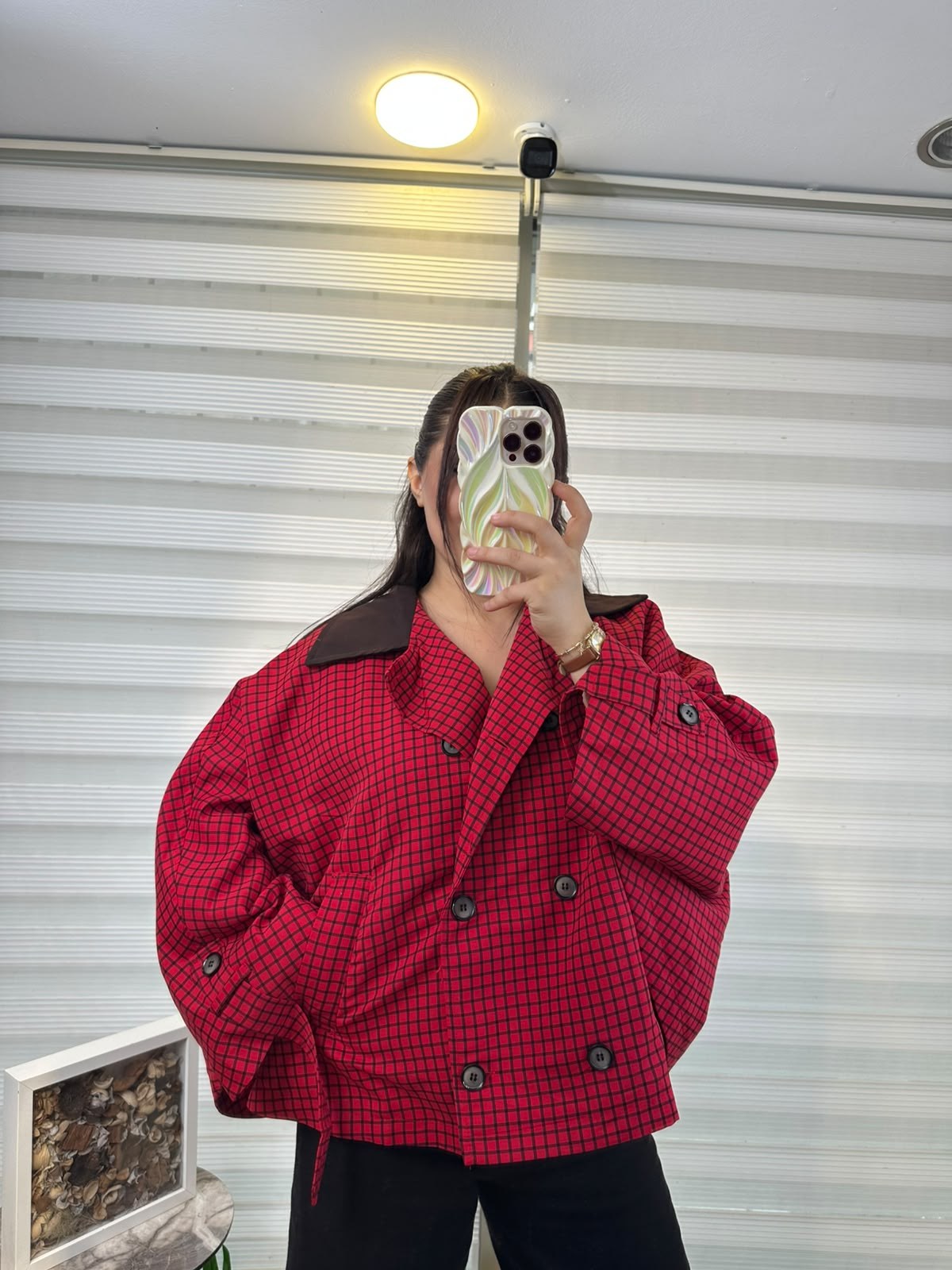 Ekose Panço Kırmızı Mont