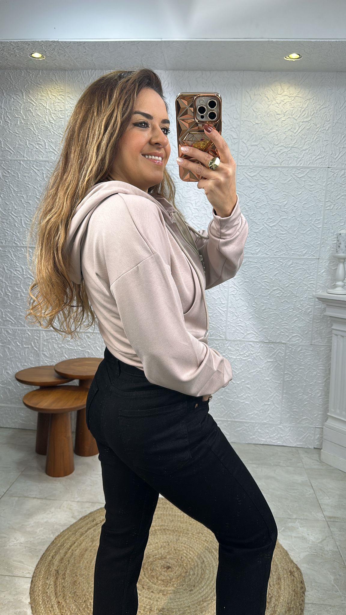 FERMUARLI KAPÜŞONLU TAŞ CROP CEKET